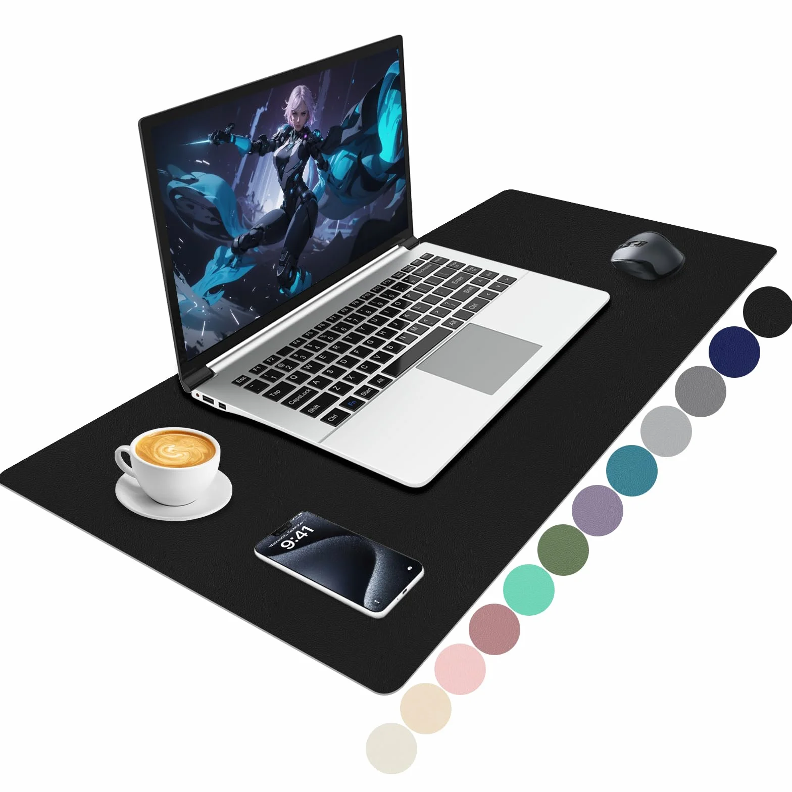 Niviy Alfombrilla Escritorio Negro 80x40cm Tapete Cuero PU Impermeable Antideslizante