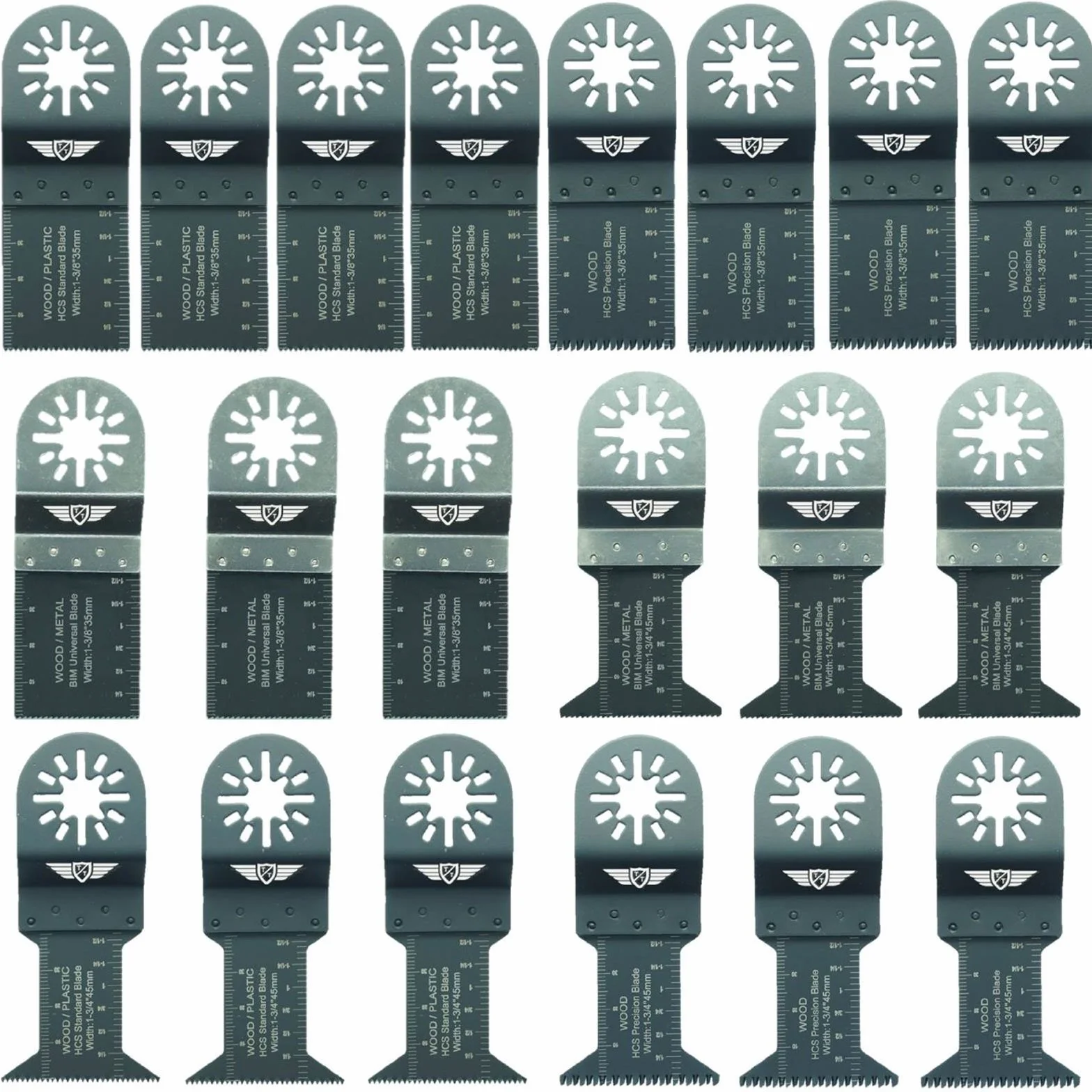 20x TopsTools UNK20 Mix cuchillas para Bosch Fein Multimaster Makita Milwaukee Einhell Parkside multiherramienta Worx WorkZone Multi herramienta accesorios
