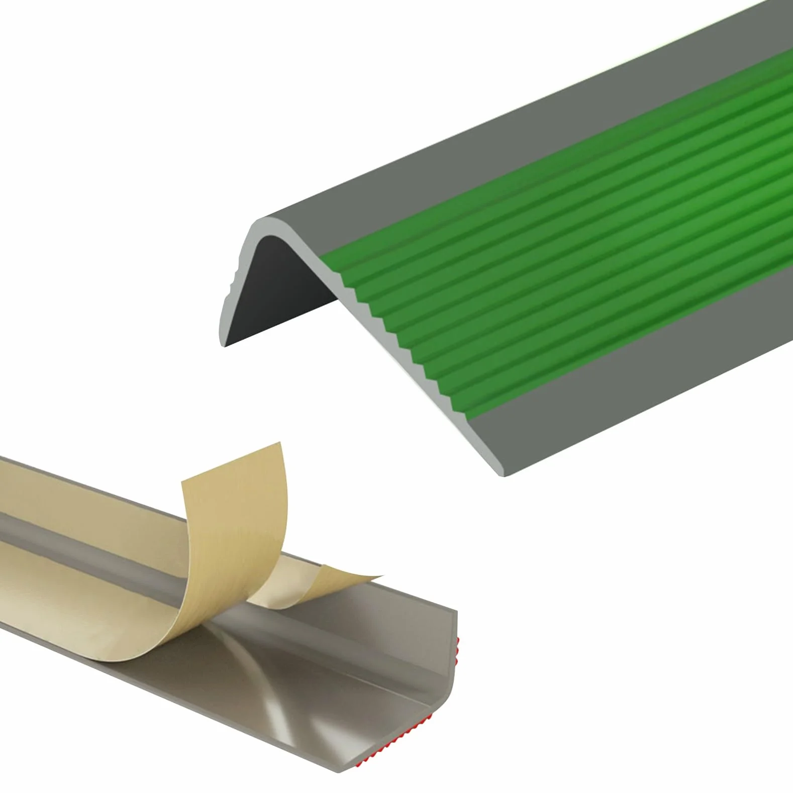 Perfil de PVC Autoadhesivo de Borde Para Escaleras, Profil de Bord D'escalier, Buena Flexibilidad, Autoadhesivo, Para Peldaños de Interior Y Exterior, Tiras Antideslizantes Para Peldaños(Grayish green