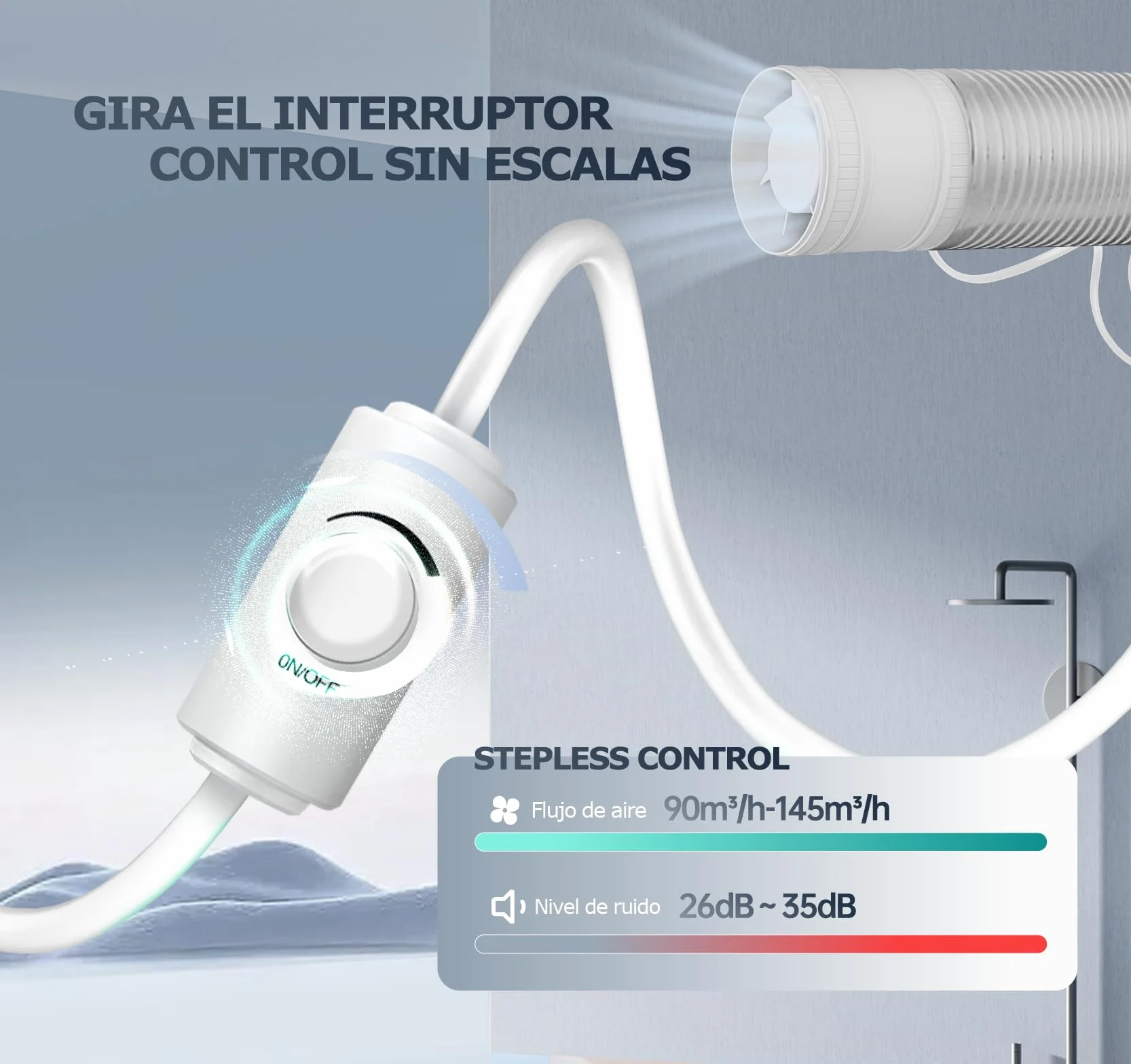 Extractor de Aire en Línea 100 mm Velocidad Ajustable Protección Sobrecalentamiento
