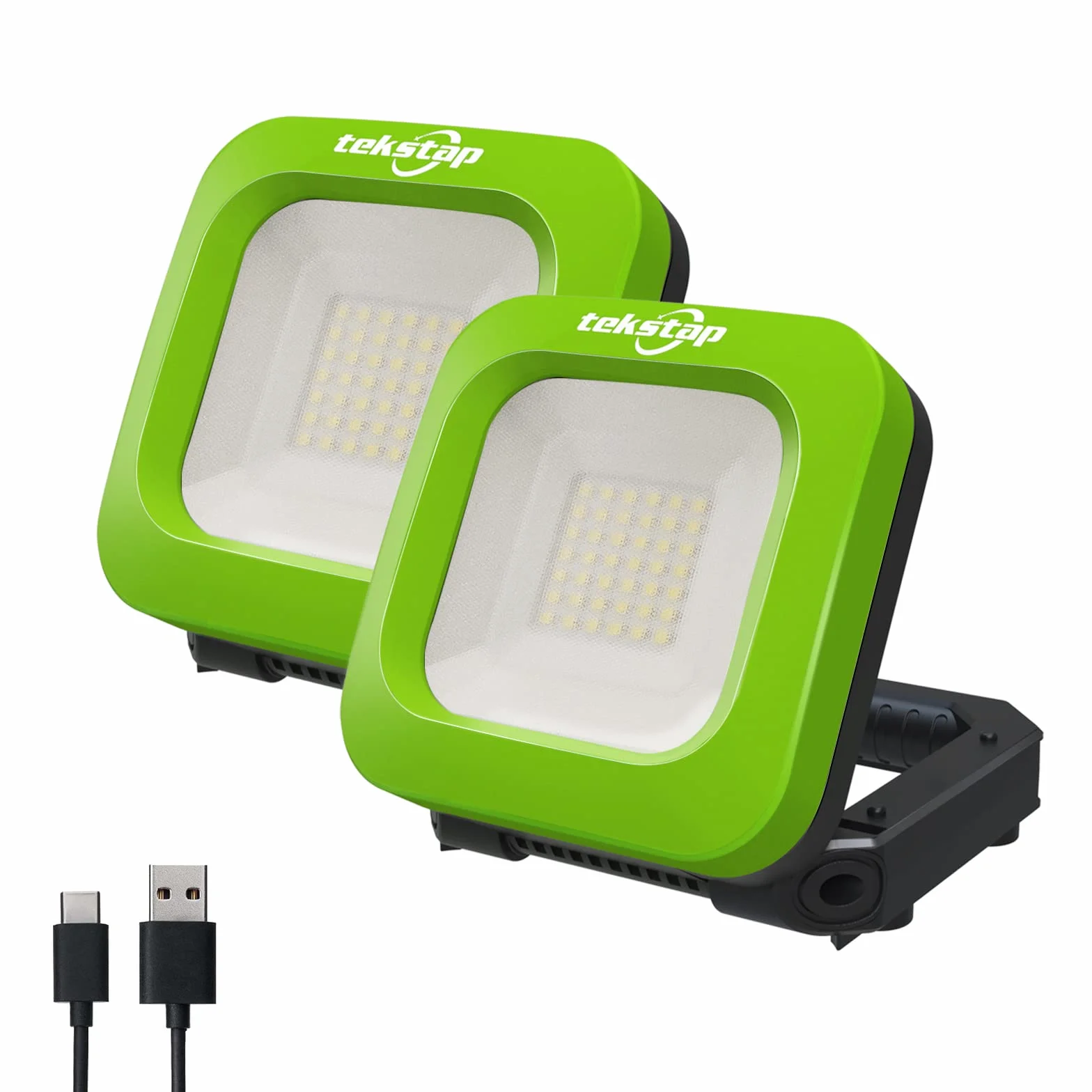 Tekstap Paquete de de trabajo LED recargables, 1000 lúmenes, magnéticas, portátiles, gancho para colgar y 3 modos, resistente al agua para reparación de automóviles, camping, emergencia (verde)
