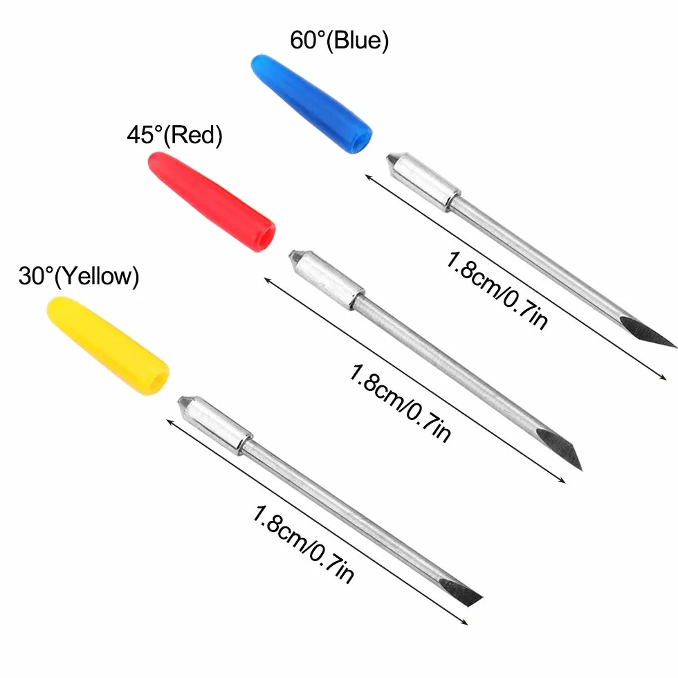 AFUNTA 30 piezas 30/45/60 grados cuchillo de trinchar vinilo cortador plóter cuchillas de corte para CB09 CB09U Graphtec - Azul, amarillo, rojo