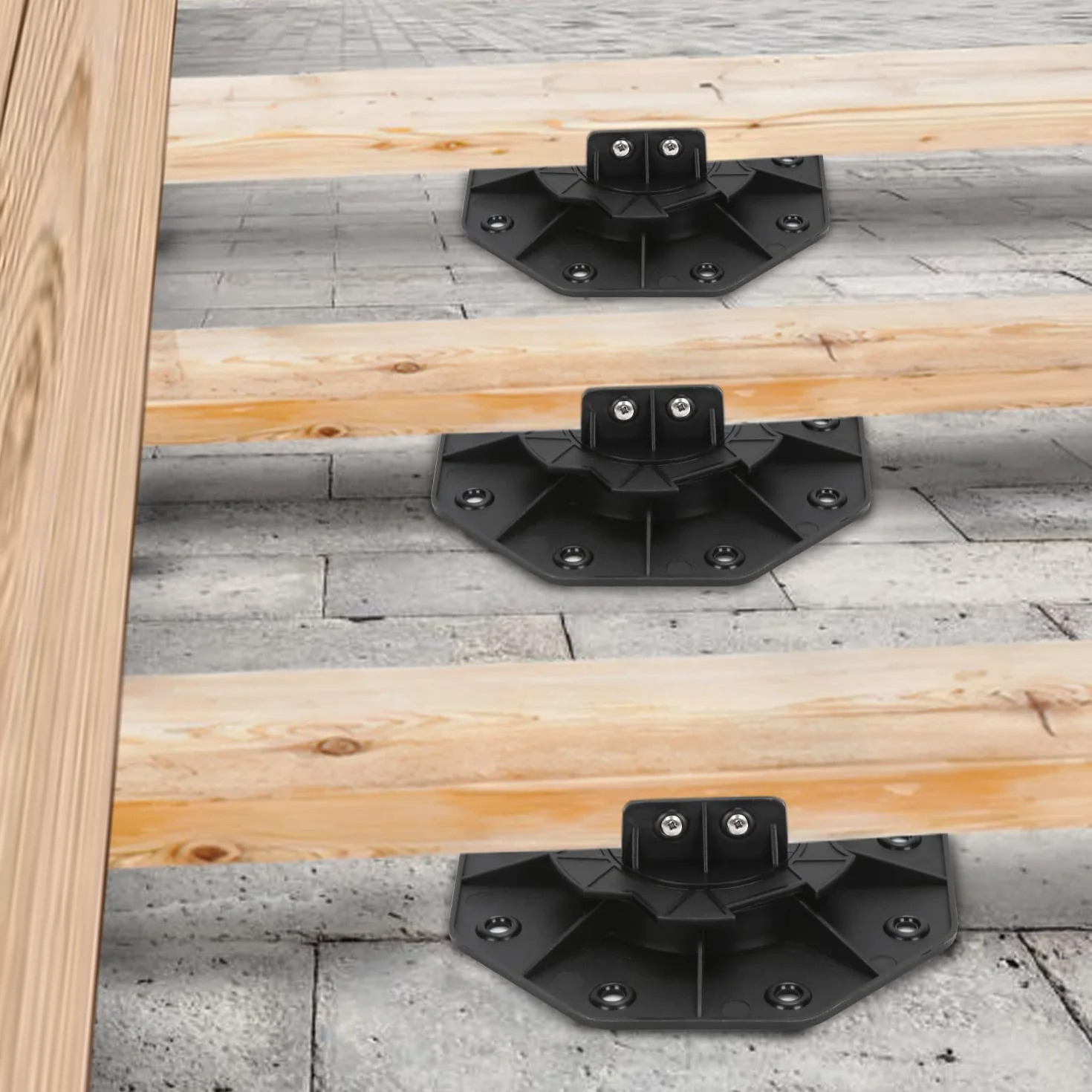 Daromigo Soportes para terrazas, 30 unidades, altura regulable, 60-140 mm, patas niveladoras para terrazas de suelo, placas de suelo para terrazas subestructura, WPC