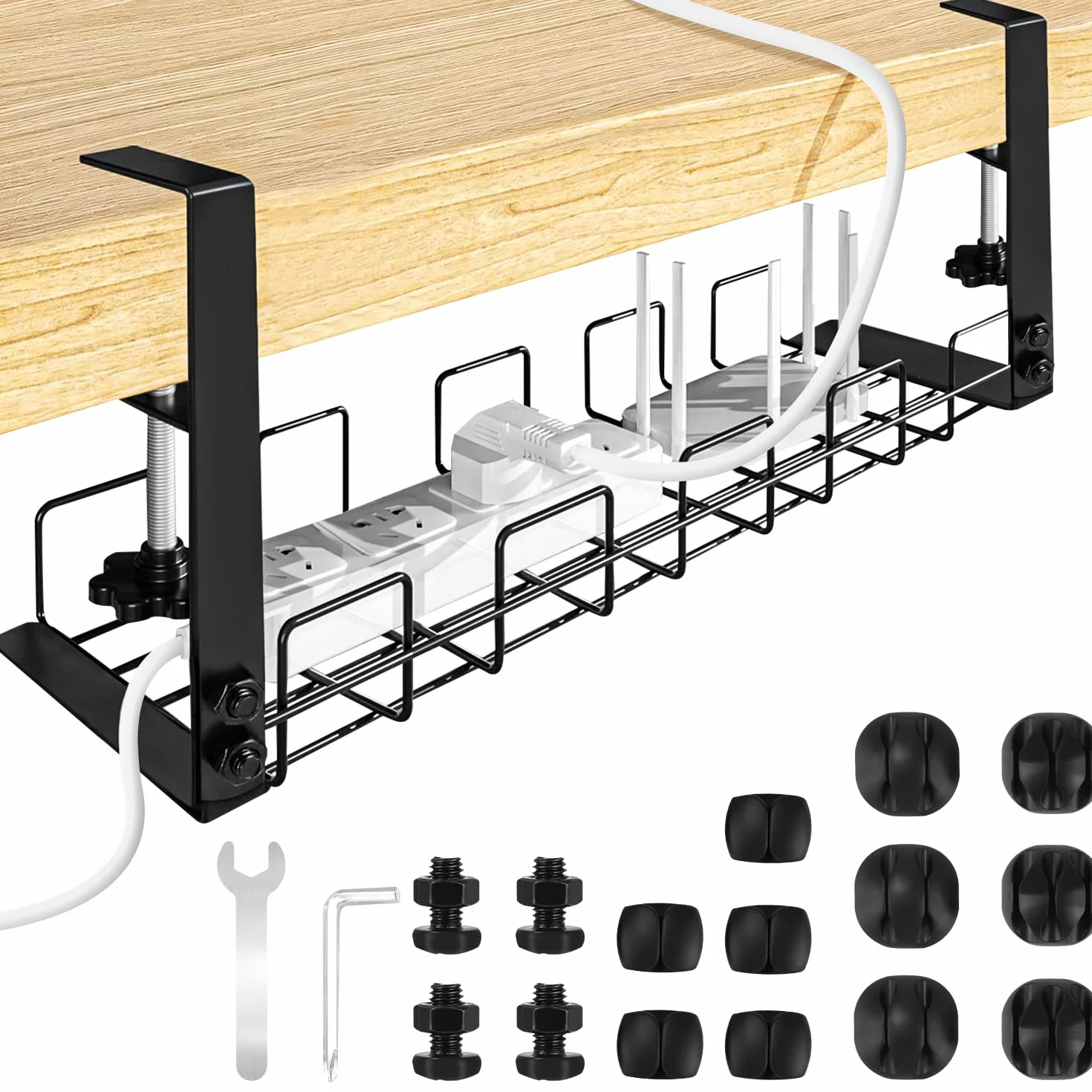 Bandeja de Gestión Cables Debajo Mesa Escritorio Gaming,Organizador de Cables,Accesorios para Almacenar y Esconder Cables, Regleta de Soporte para Ordenador,Oficina (1 Piezas)