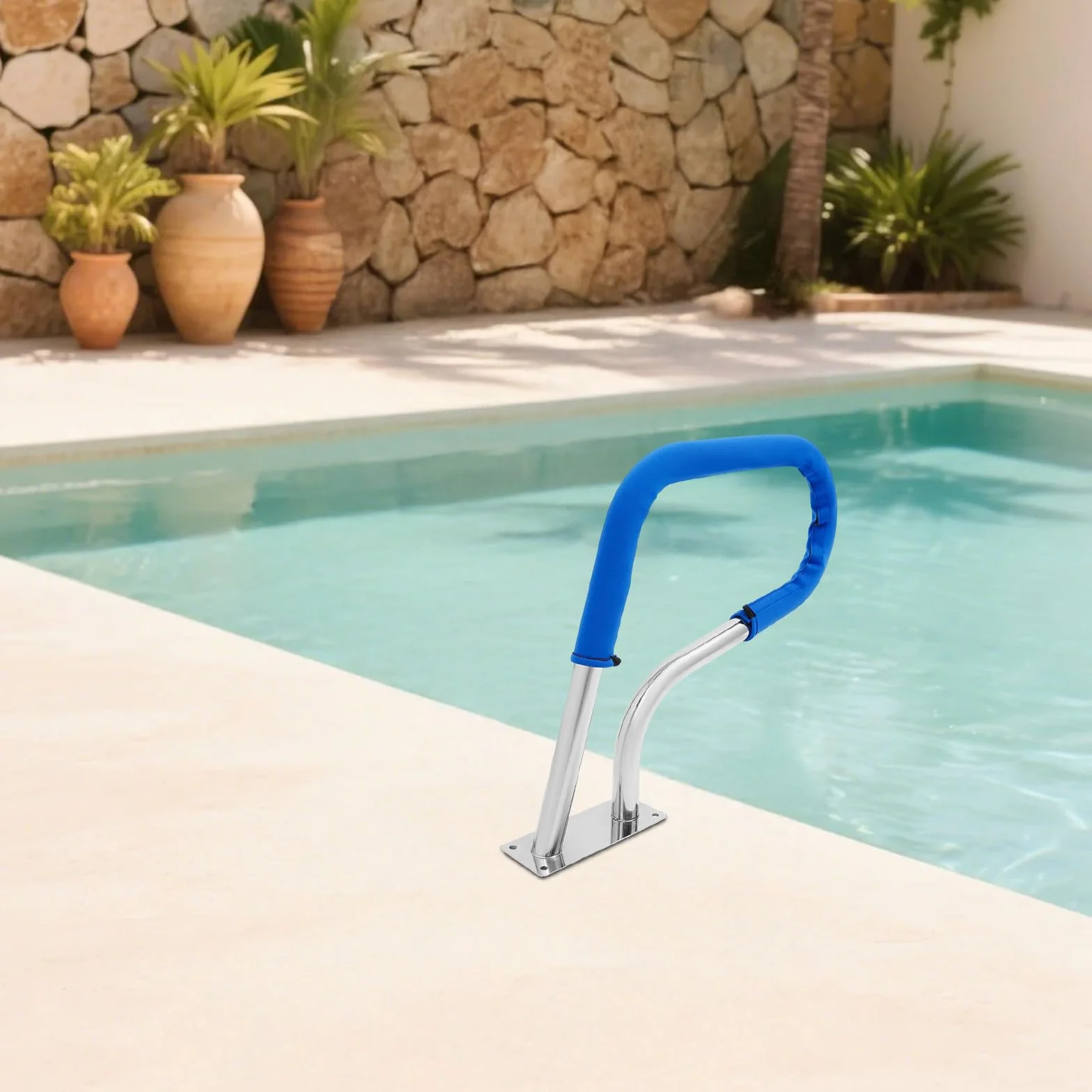 Pasamanos de piscina de acero inoxidable 304, mango estable con cubierta de neopreno, ayuda de entrada de hasta 120 kg, para piscinas interiores y exteriores