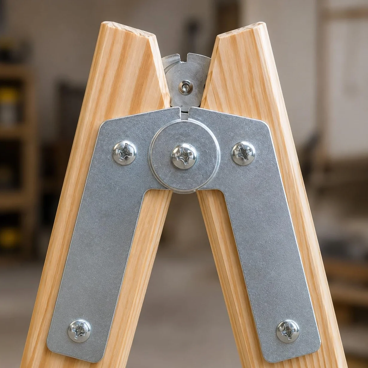 TM-DA Escalera Tijera Doble Acceso de Madera de Pino 7x2 Peldaños 150 kg