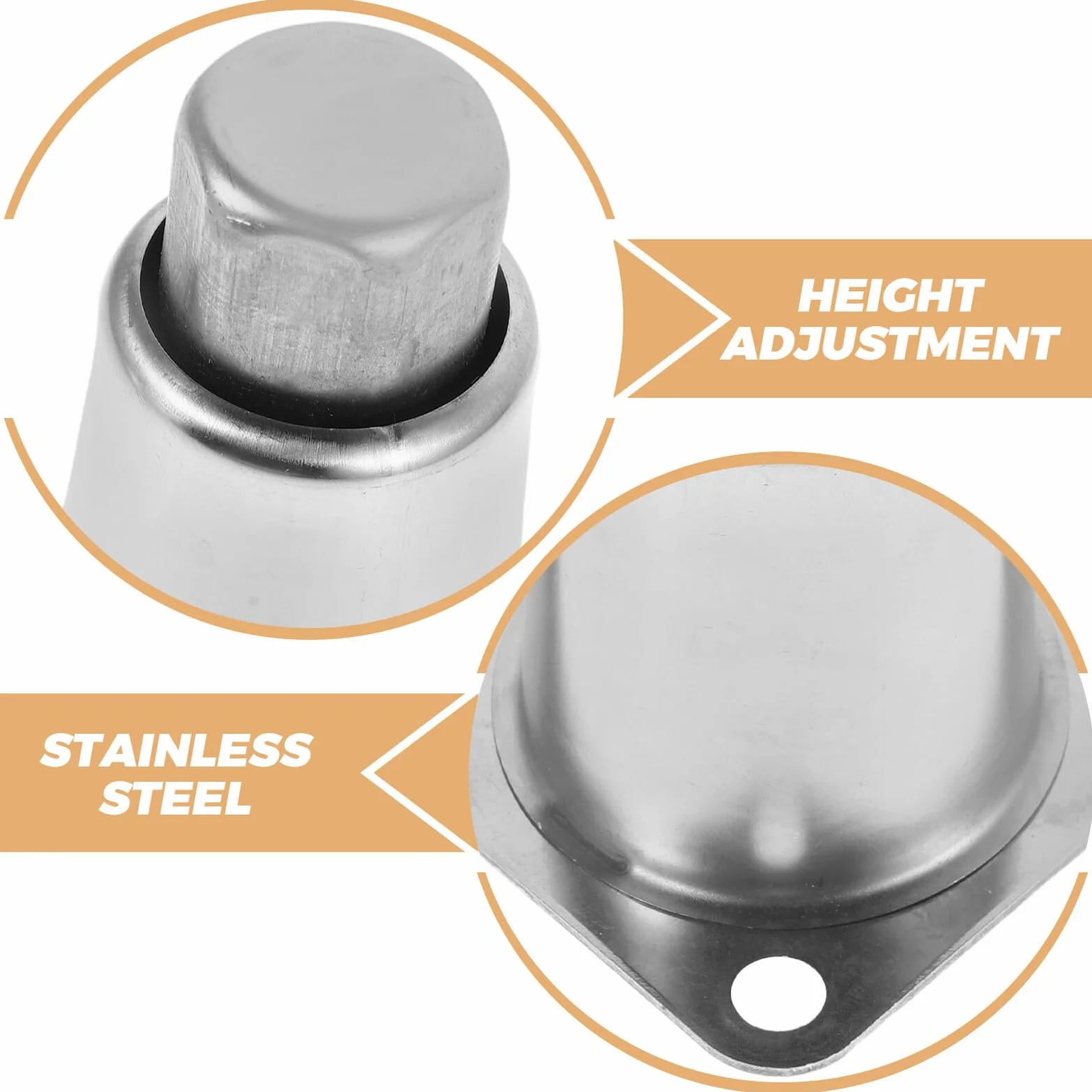 Veemoon Patas de Soporte Ajustables de Acero Inoxidable para Muebles y Estufas, Altura Regulable 10 Cm con Placa Triangular, Set de 2 Piezas, Accesorios Resistentes para Cocina y