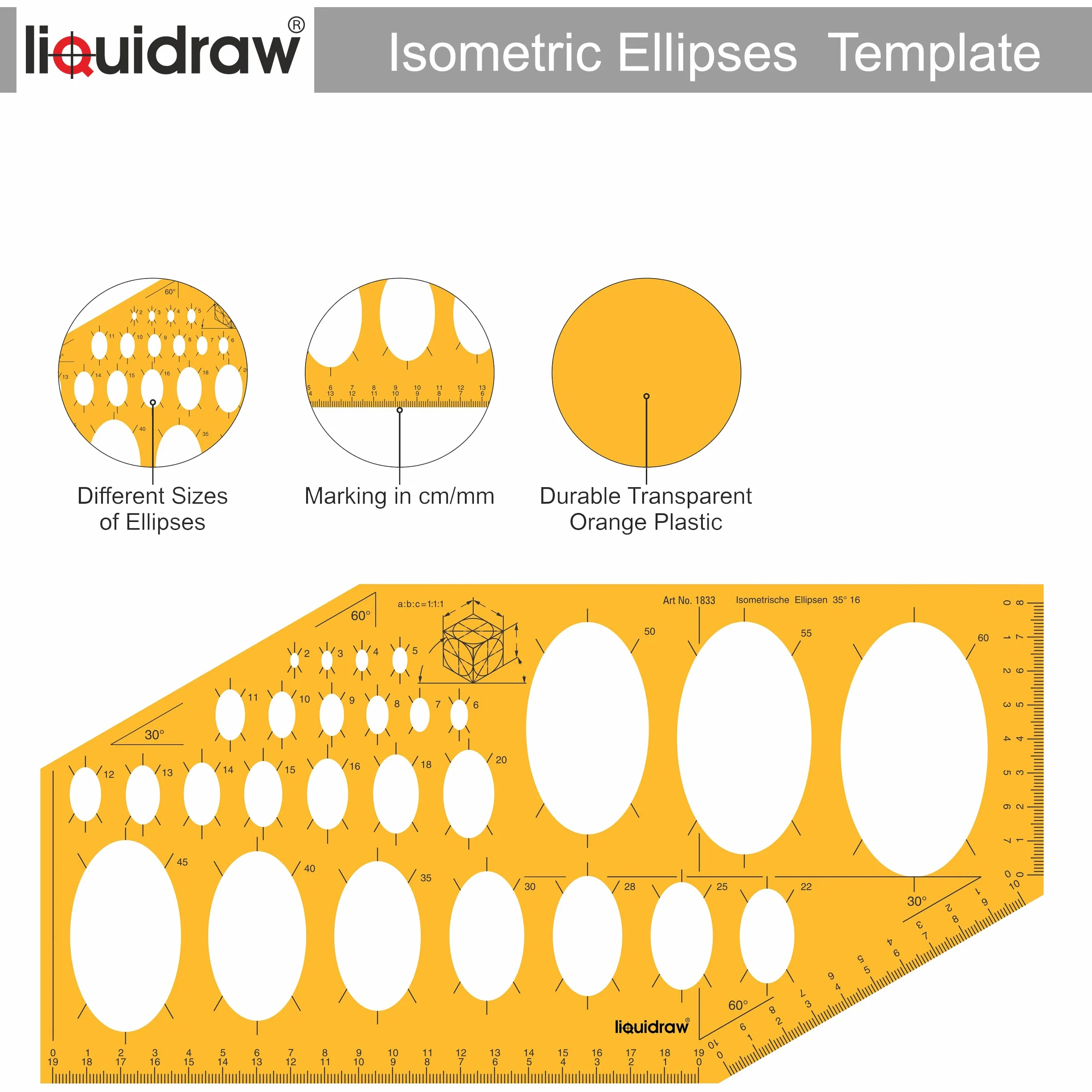 Liquidraw Plantilla de Geometría Círculo Elipse Triángulo Hexágono Cuadrado Reglas Dibujo Técnico Arquitectura Ingeniería 27 Formas