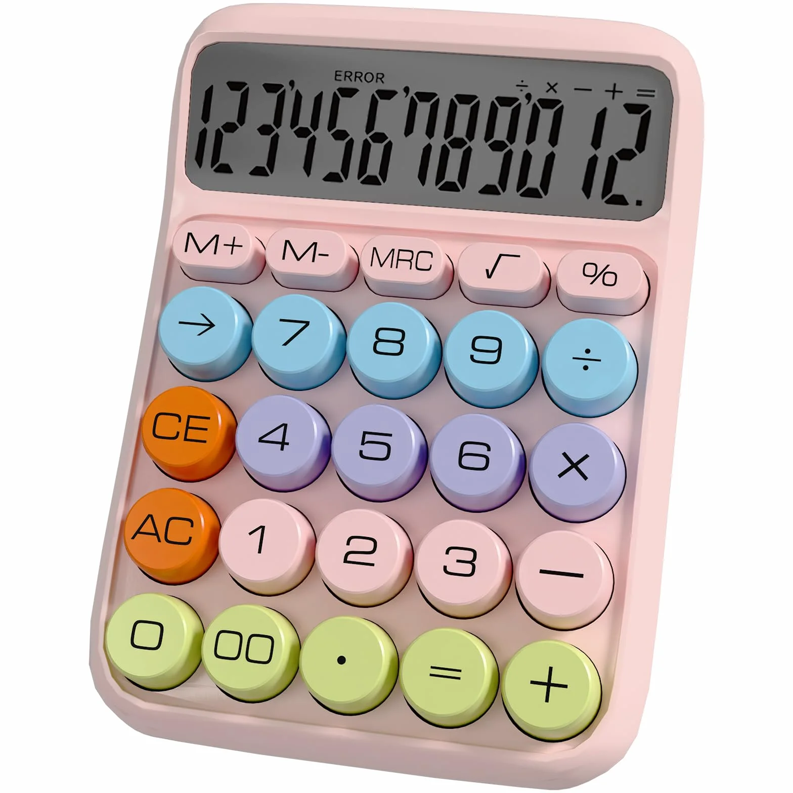 Calculadora Rosa Zeno de Escritorio Cute con Teclas Grandes, 12 Dígitos