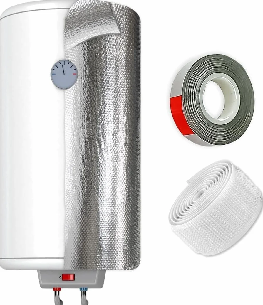 AISLANTE TERMICO reflexivo para CALENTADOR de AGUA - Reduce pérdida de calor y reduce consumo de energía - [ 1.20X1.80m ] - Incluye cinta doble cara y cinta autoadherente| 3 capas|4mm espesor