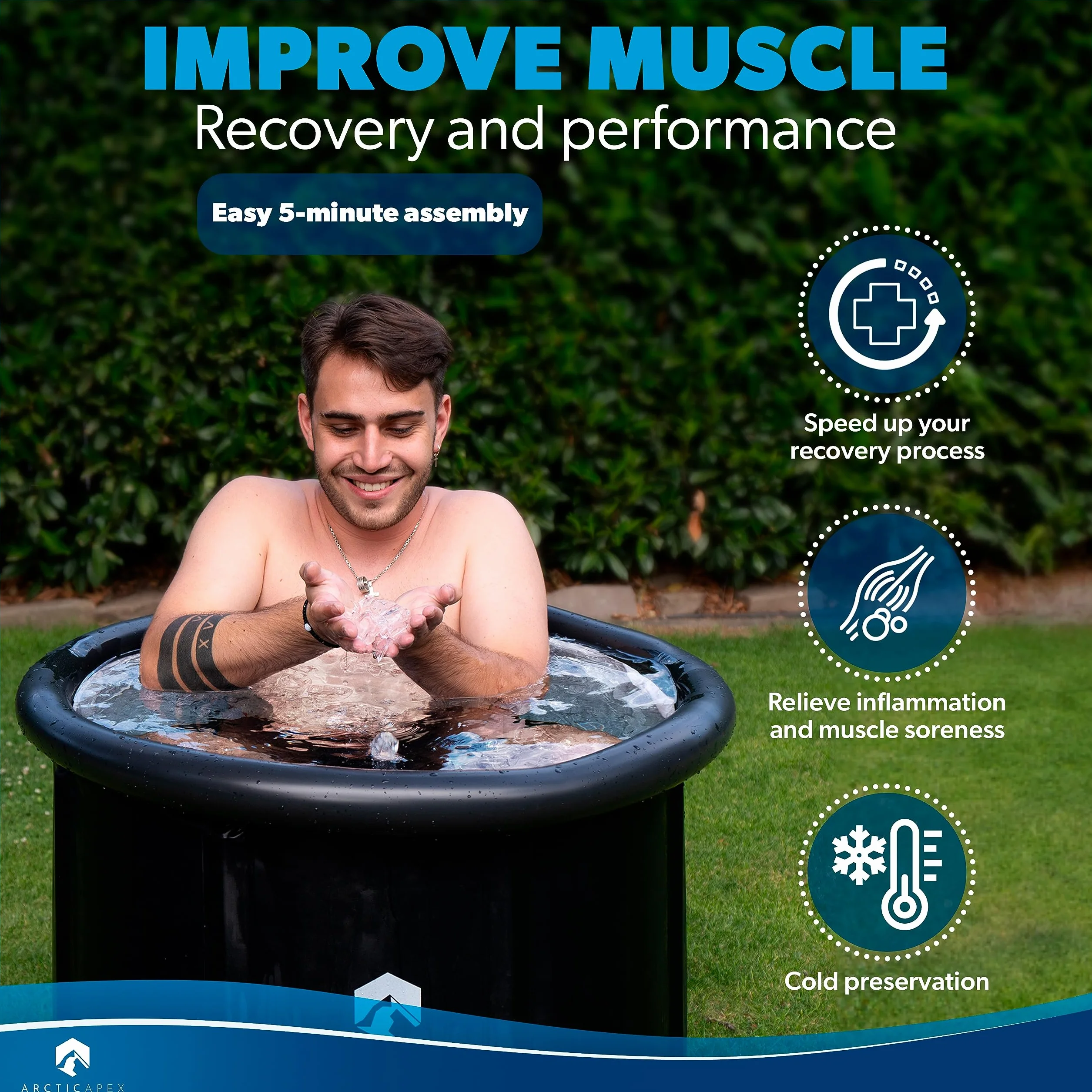 ArcticApex Bañera Hielo - Ice Bath Solución Última de Recuperación y Bienestar con Experiencia de Cold Bathtub de Alta Gama