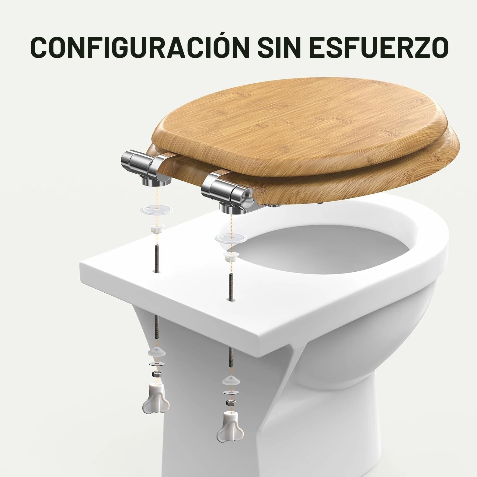 Pipishell tapadera wc de Madera en Forma de O Cierre Suave Bisagras Metal MDF Universal Cierre Lento