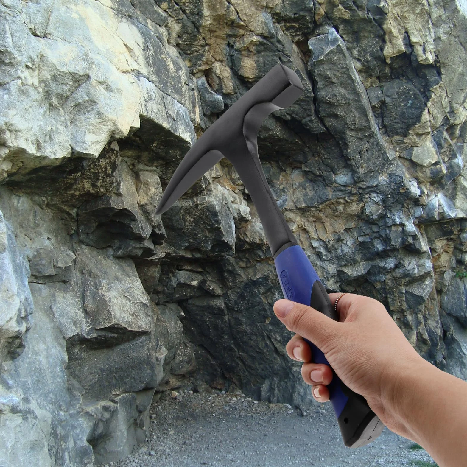 Martillo de 28 onzas, martillo de geología con punta puntiaguda y mango antideslizante de absorción de impactos, martillos de mampostería, buen equilibrio