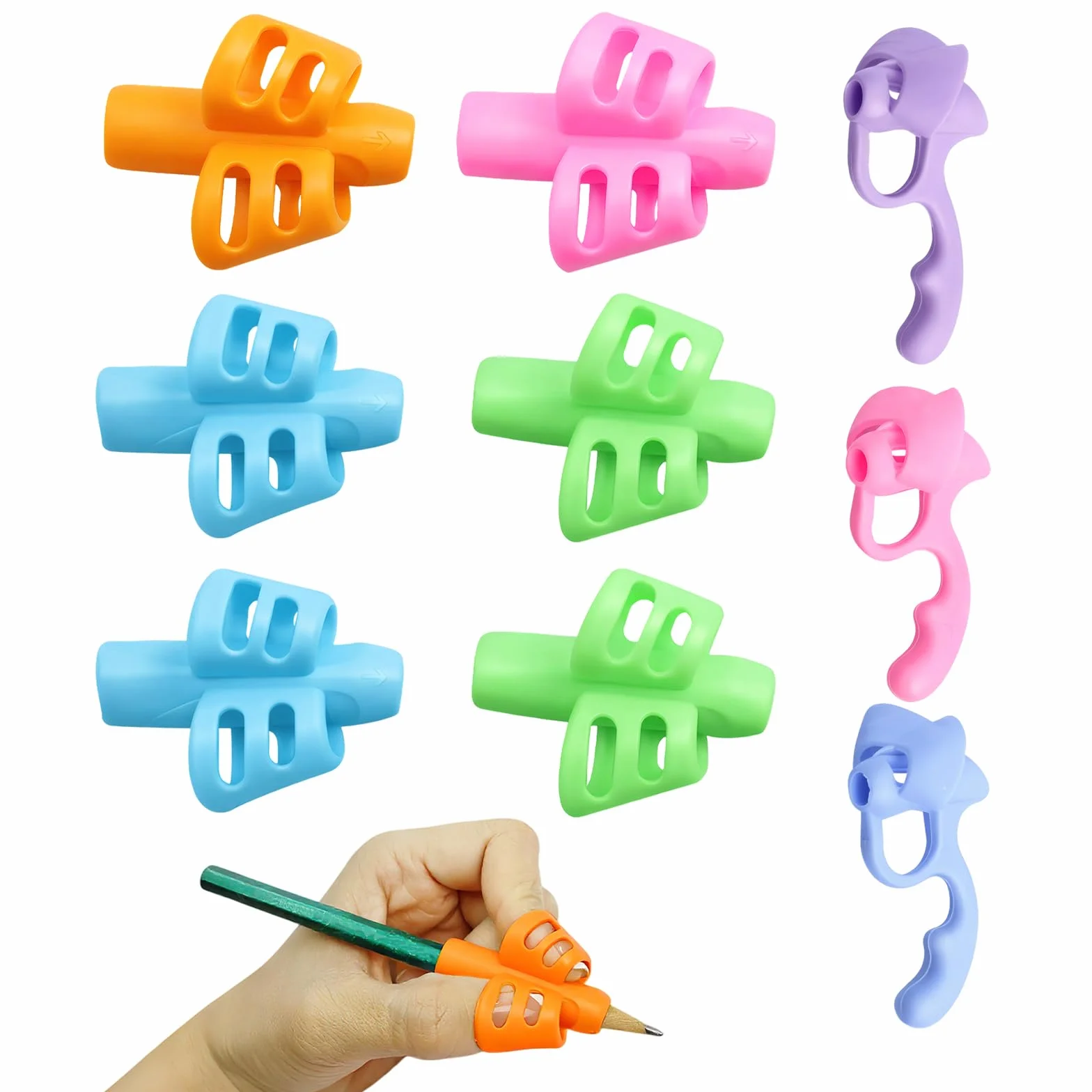 Adaptador Lápiz para Niños, Agarres Ergonómicos, Soporte Corrector de Escritura, 9 Piezas para Diestros y Zurdos