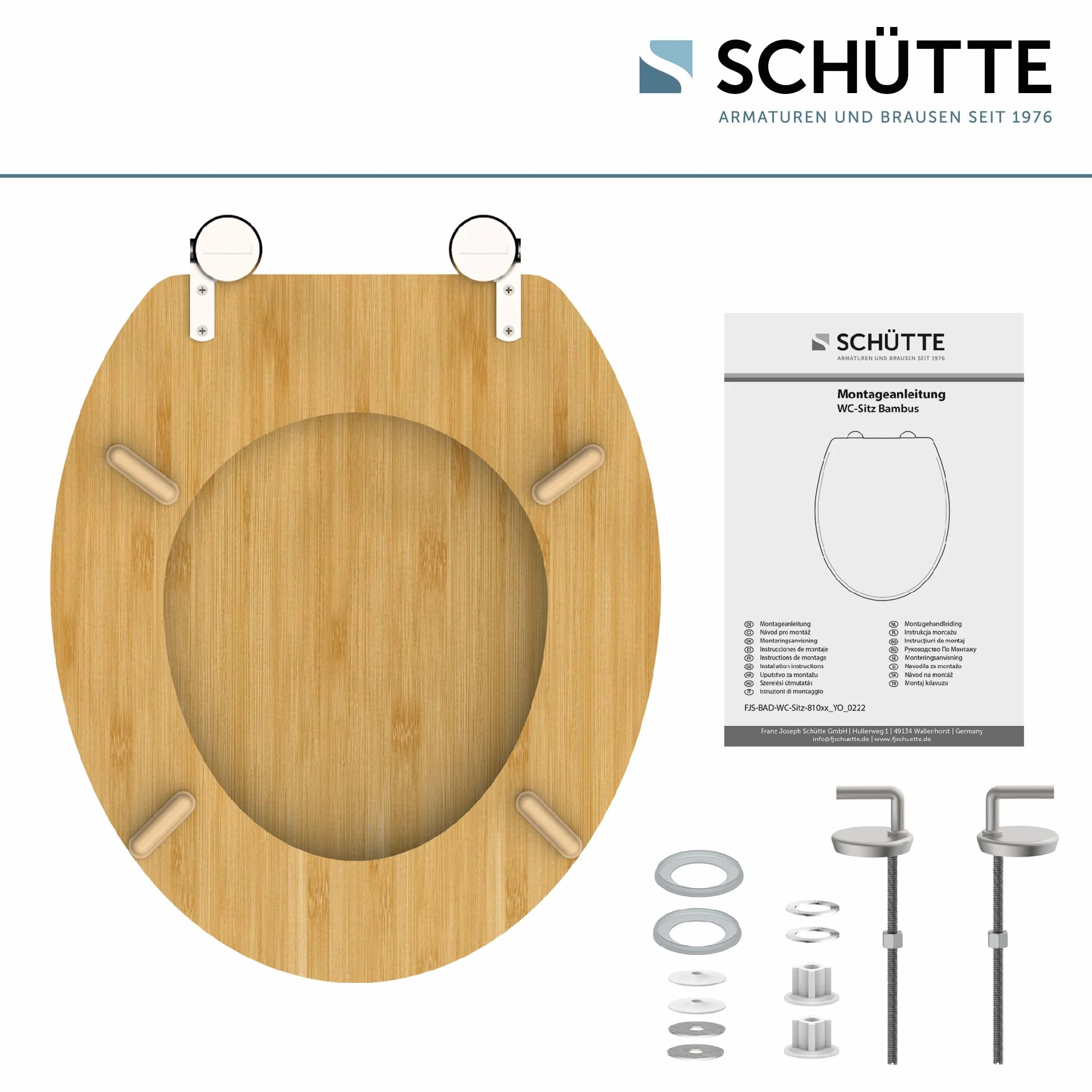 Schütte 81001-A Bambú Sólido Tapa Sostenible Madera Fabricado Adecuado para Todos los Estándares Carga Máxima Asiento Inodoro 150kg