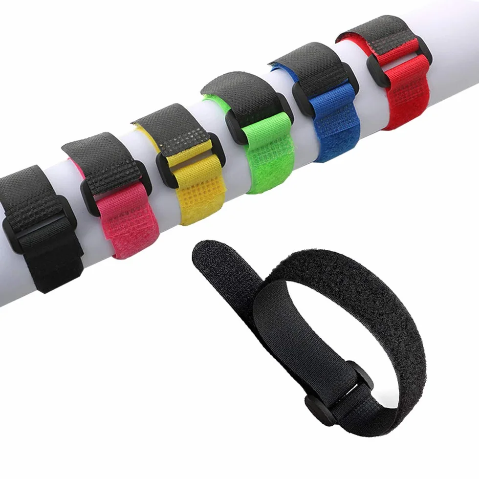 30 Piezas 20 X 2 cm Cable Ties, Reutilizables Cables Ataduras, Gancho Bucle Correas, Cable Organizador (Negro, Rojo, Naranja, Azul, Verde, Rosa)