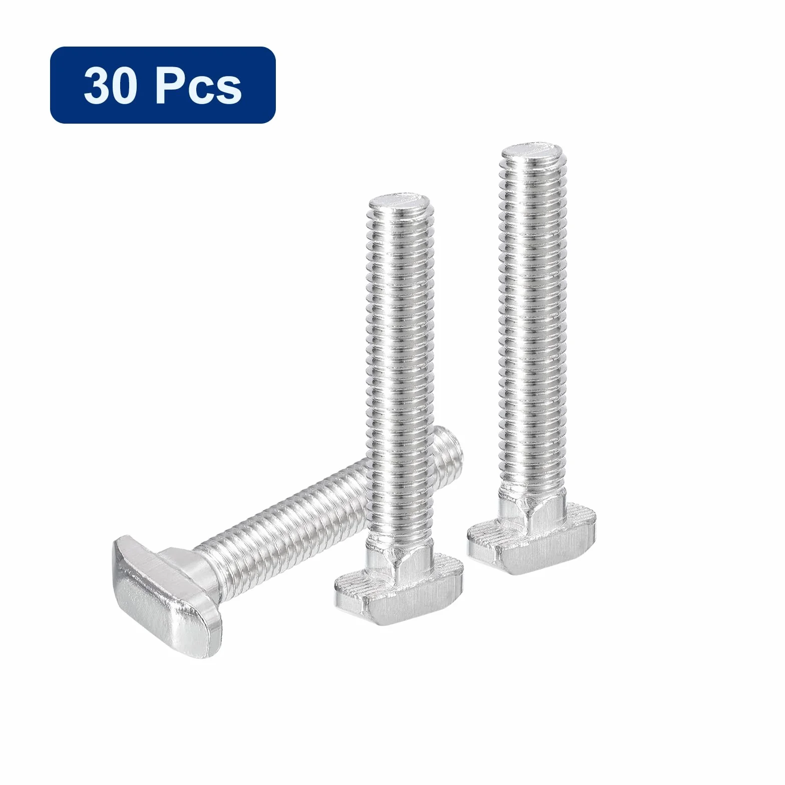 QUARKZMAN 30Pcs Pernos Ranura En T, M8 x 50mm Perno Cabeza Martillo Tornillo En T Espárrago Inserción Para Perfil Extrusión Aluminio Ranura En T Serie 4040, Acero Inoxidable 304, Plateado