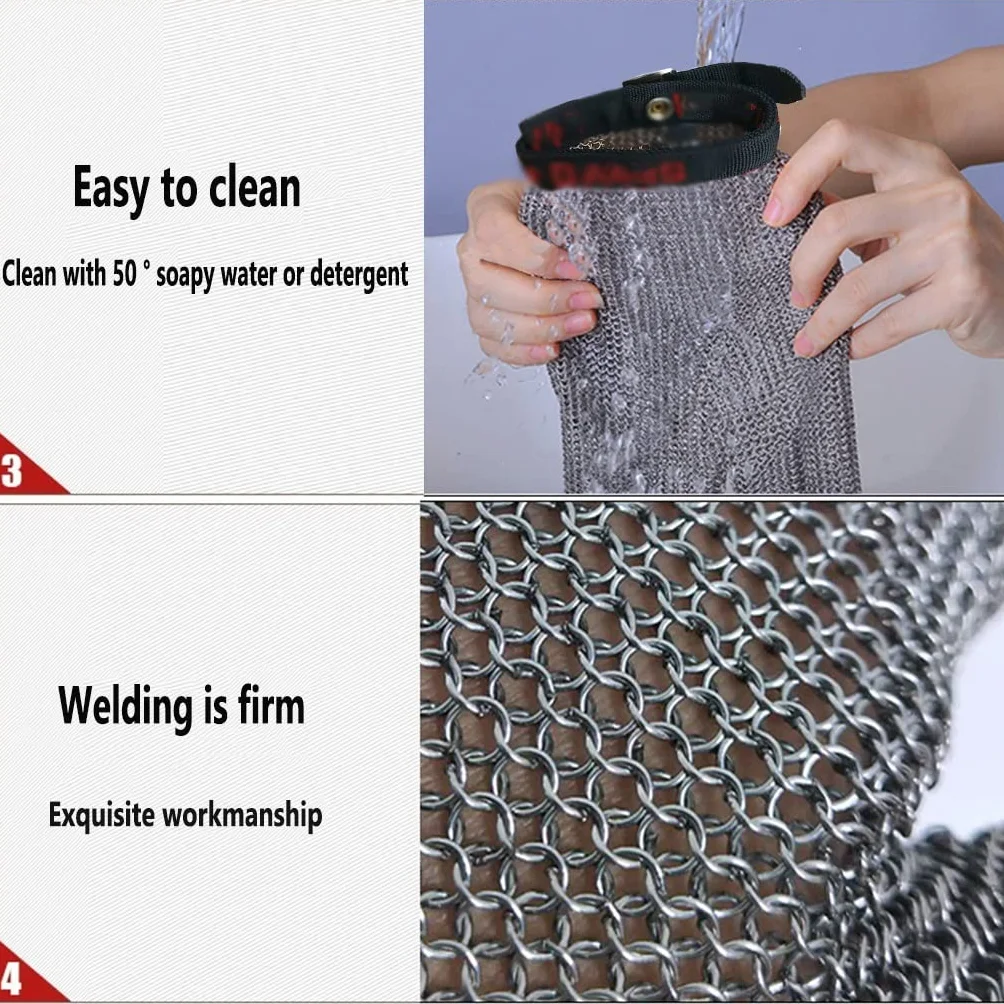 Guantes de Trabajo Anticorte Guantes de Trabajo de Seguridad de Metal Resistentes a Cortes, Guantes de protección Sastre Carpintero reparador con muñequera Ajustable (Size : A Pack of One/S)