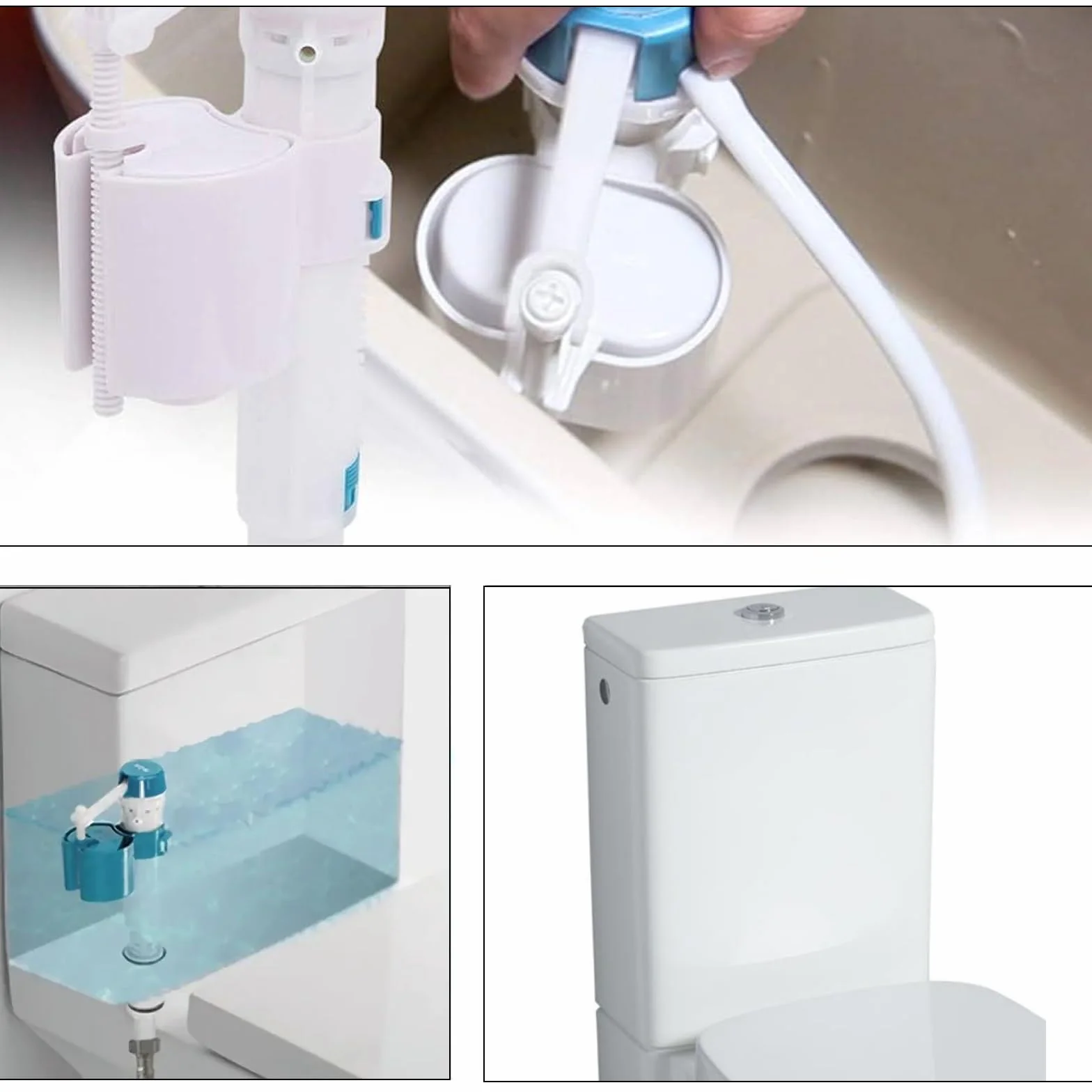 Boya Cisterna,Cisterna WC Universal,Cisterna Wc,Válvula De Flotador,Bolla Cisterna Wc, Válvula de llenado de cisterna de inodoro,ABS Válvula de llenado con Botón Pulsador(G1/2)