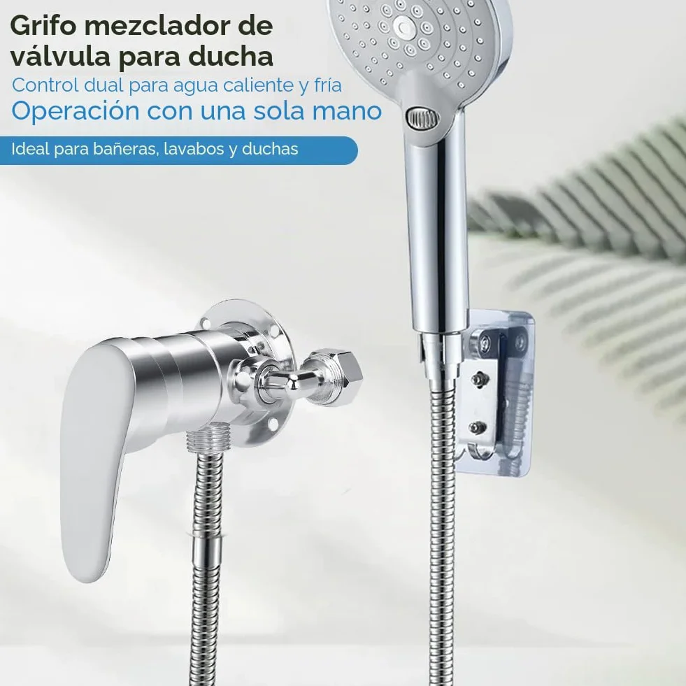 Válvula mezcladora de ducha, grifo de ducha G1/2 pulgadas, válvula de cuerpo de baño, válvula de ángulo en T multifuncional, kit de grifo de ducha, sistema de mango de ducha