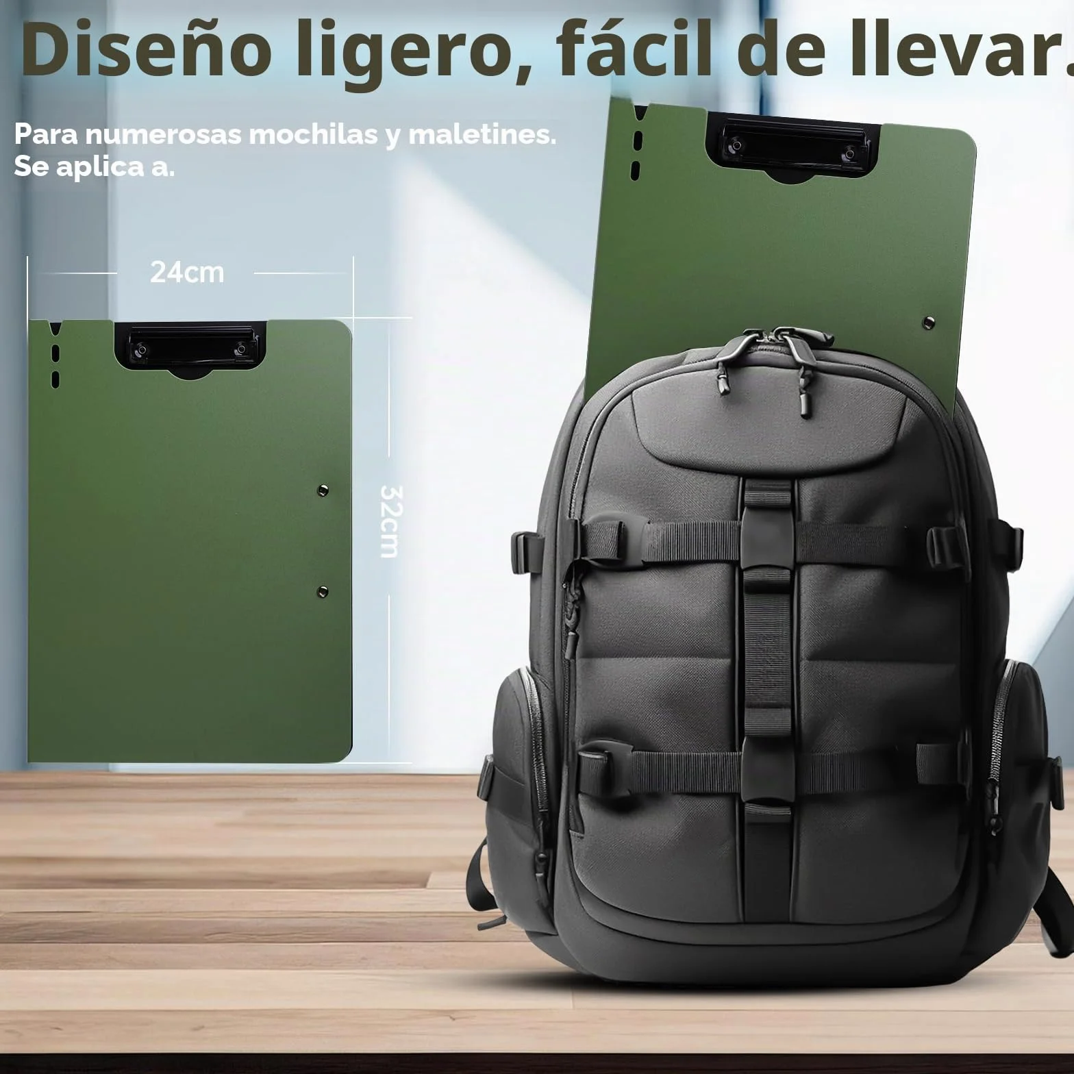 FRETONBA Portapapeles A4 con Tapa y 2 Pinzas, Carpeta Verde para Oficina