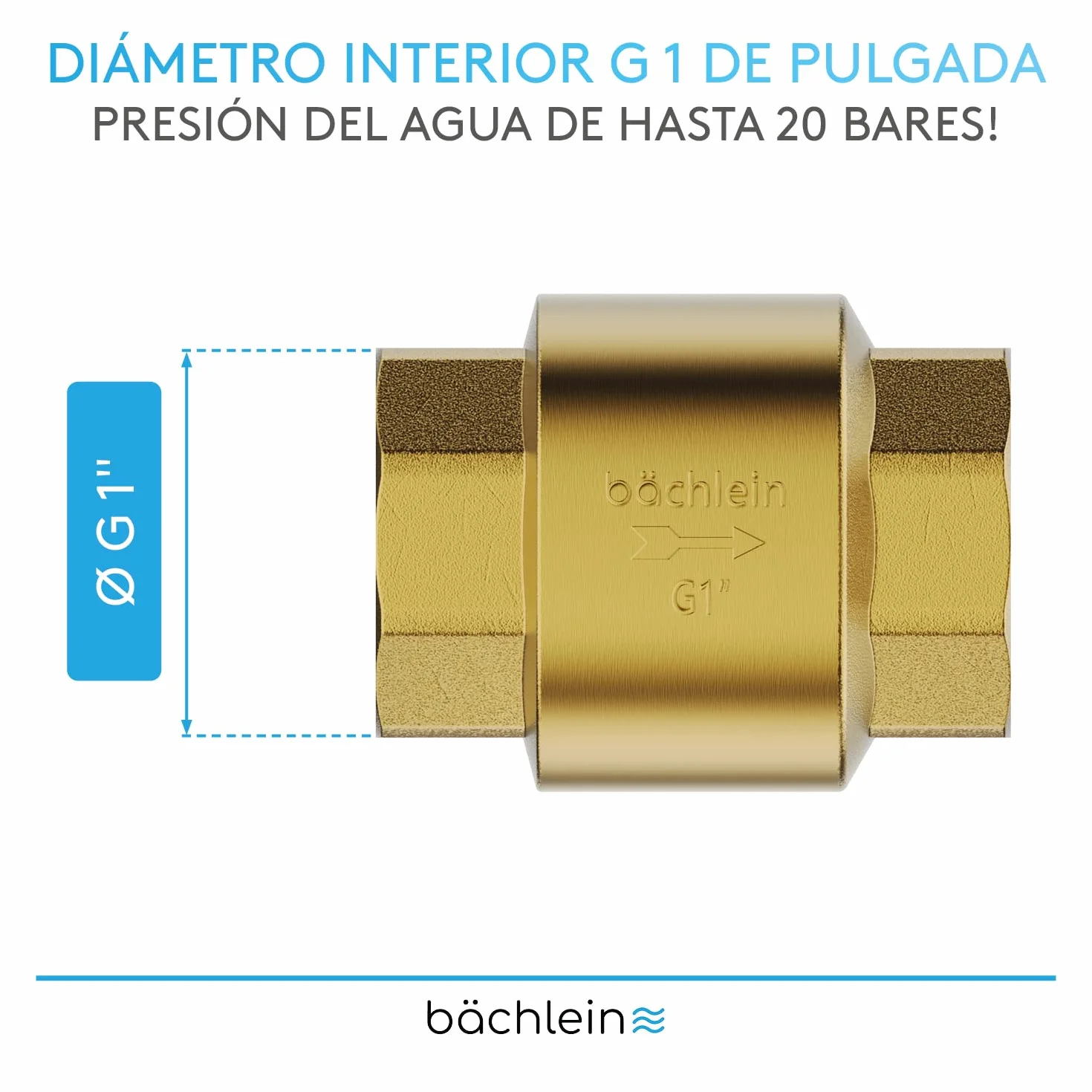 Bächlein Válvula Antirretorno Universal Latón Rosca Hembra G 1 Pulgada Ambos Lados Inoxidable Estanca Agua Potable
