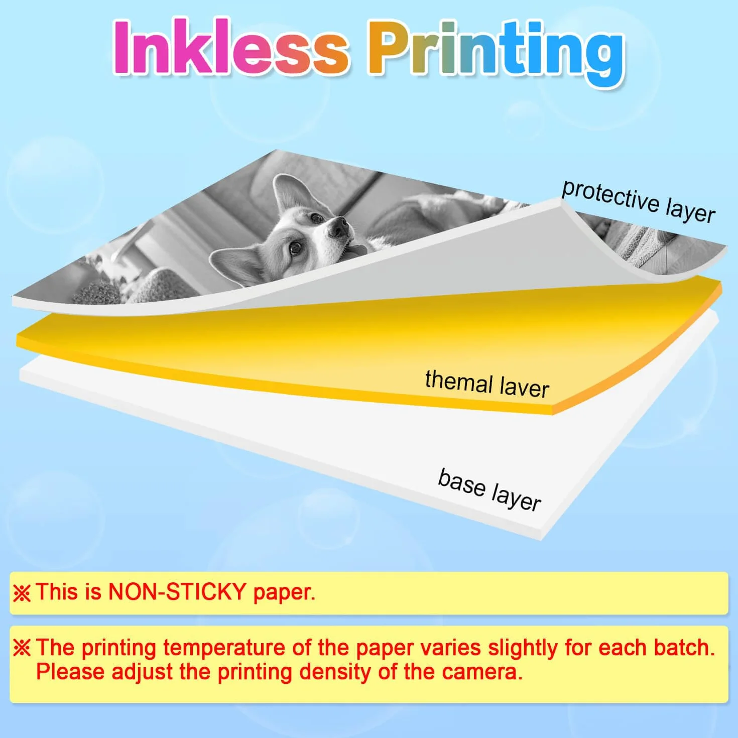 18 rollos de papel de repuesto para cámara para niños, compatible con la mayoría de cámaras de impresión instantánea para niños (2.25 x 1 pulgada)