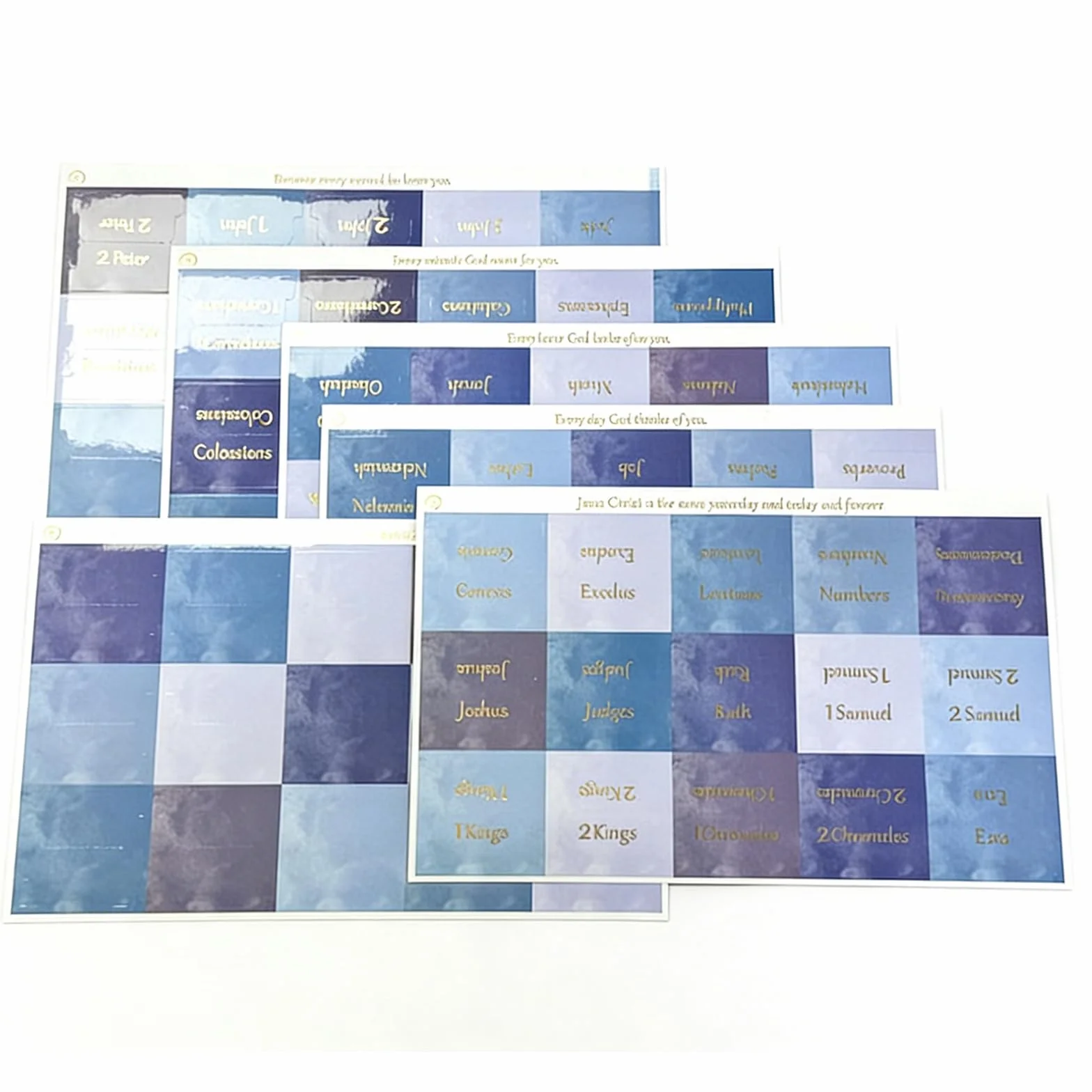 Juego De 90 Separadores Para La Biblia Pegatinas Doradas En Inglés Estudio Antiguo Y Nuevo Testamento Azul Y Blanco