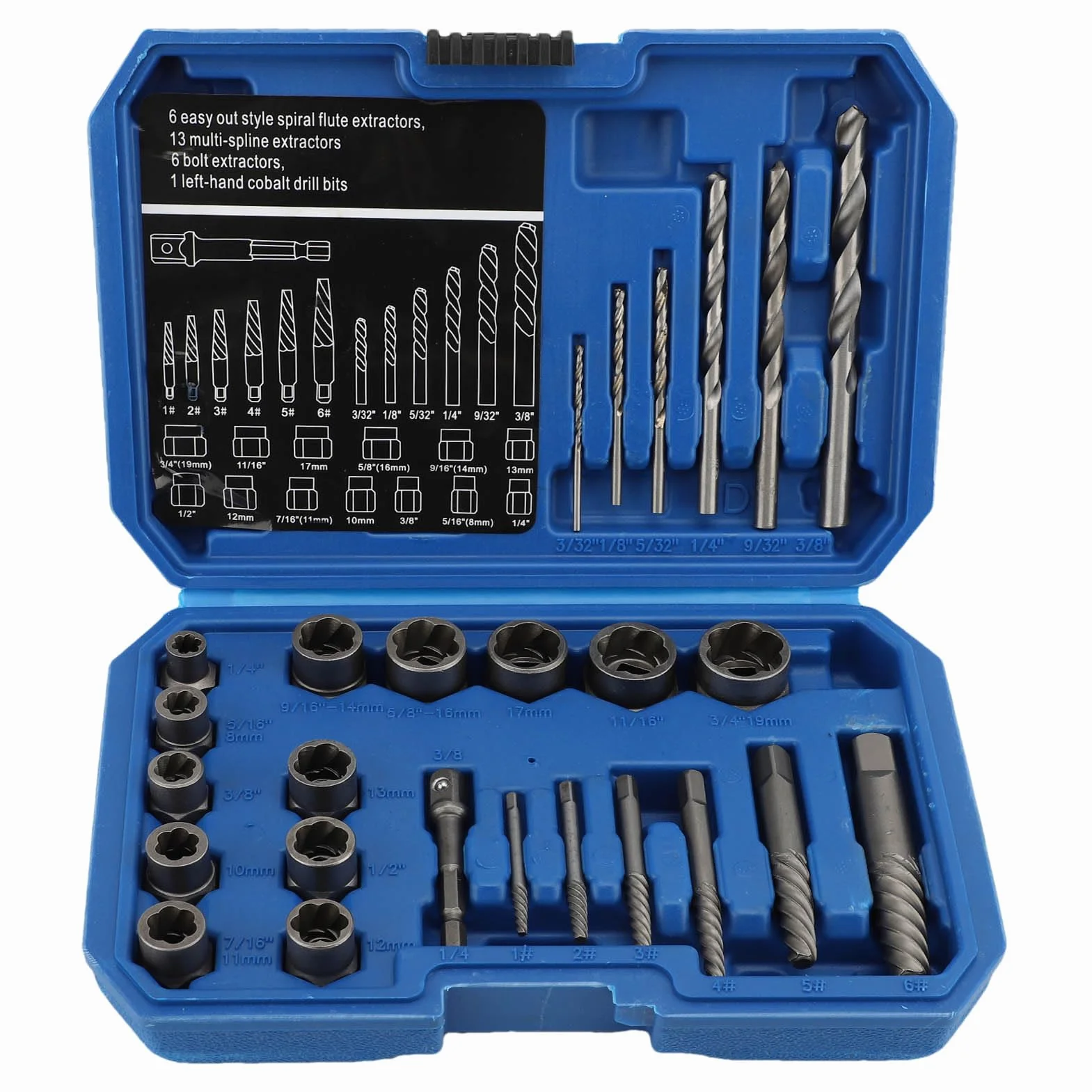 Juego de Extractores de Tornillos Rotos 26 pcs,3/8"-1/4" Inserto Adapter | Roscados Alta Dureza,Extractor de Pernos Rotos Multifuncional para Eliminar Pernos, Tuercas