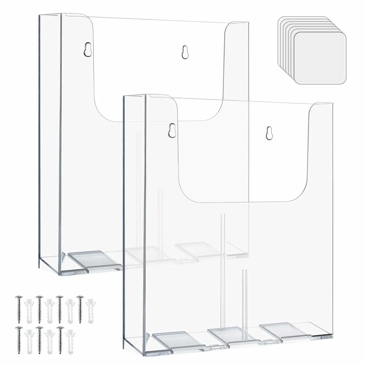 Soporte para Folletos Pared Transparente A4 Acrílico 2PCS con Tornillos