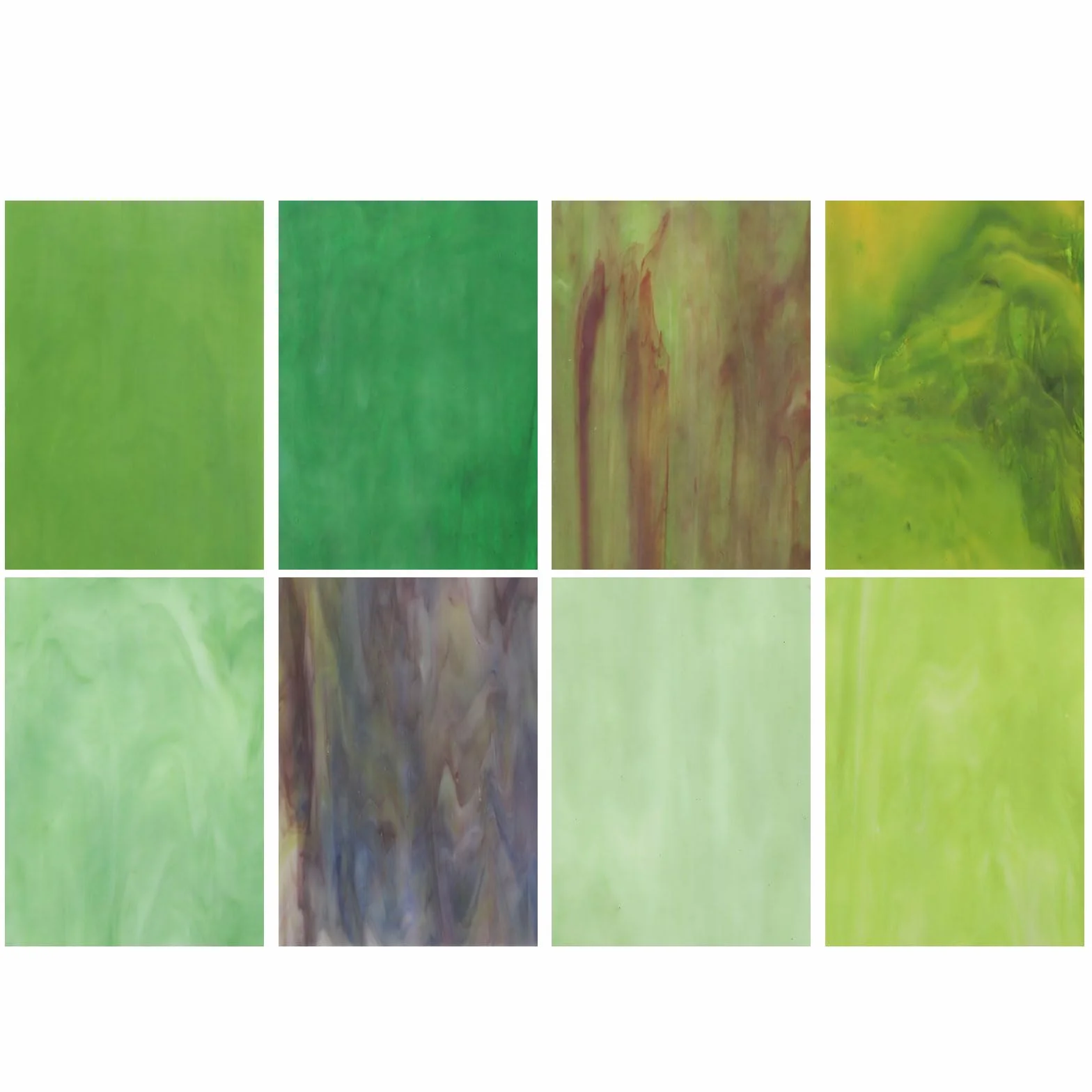 QUARKZMAN 8 Hojas de Vidrio de Colores, 4 x 6 Pulgadas, Azulejos de Vidrio de Mosaico Variados para Proyectos de Bricolaje Decoración del Hogar, Serie Verde