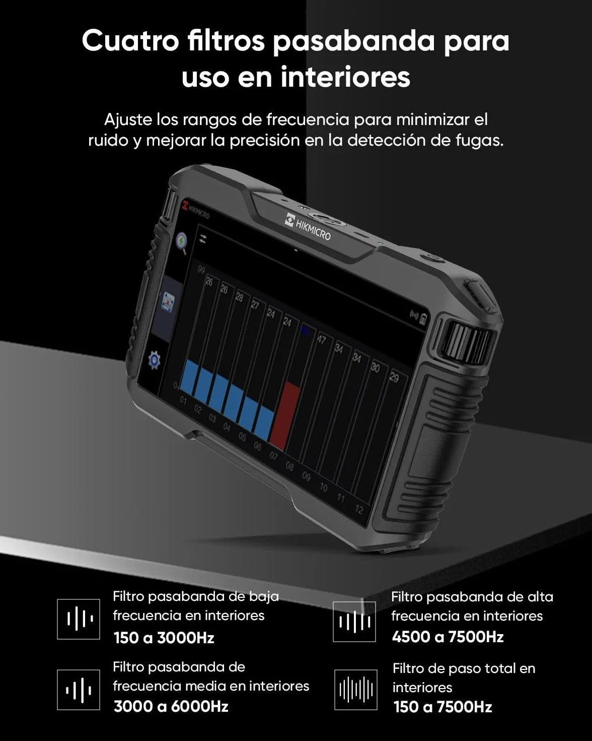 HIKMICRO AD21S Detector acústico de Fugas de Agua – Herramienta Profesional para detección de Fugas en tuberías subterráneas y en Interiores, con Auriculares y Estuche de Almacenamiento