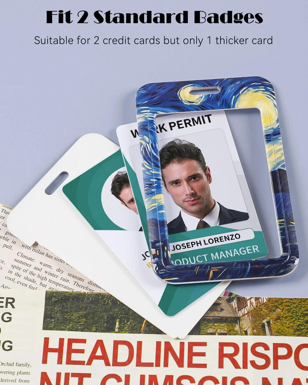 Uniclife Porta Tarjetas Identificativas La Noche estrellada Plástico Retráctil Mosquetón Cordón Desmontable Protector Vertical