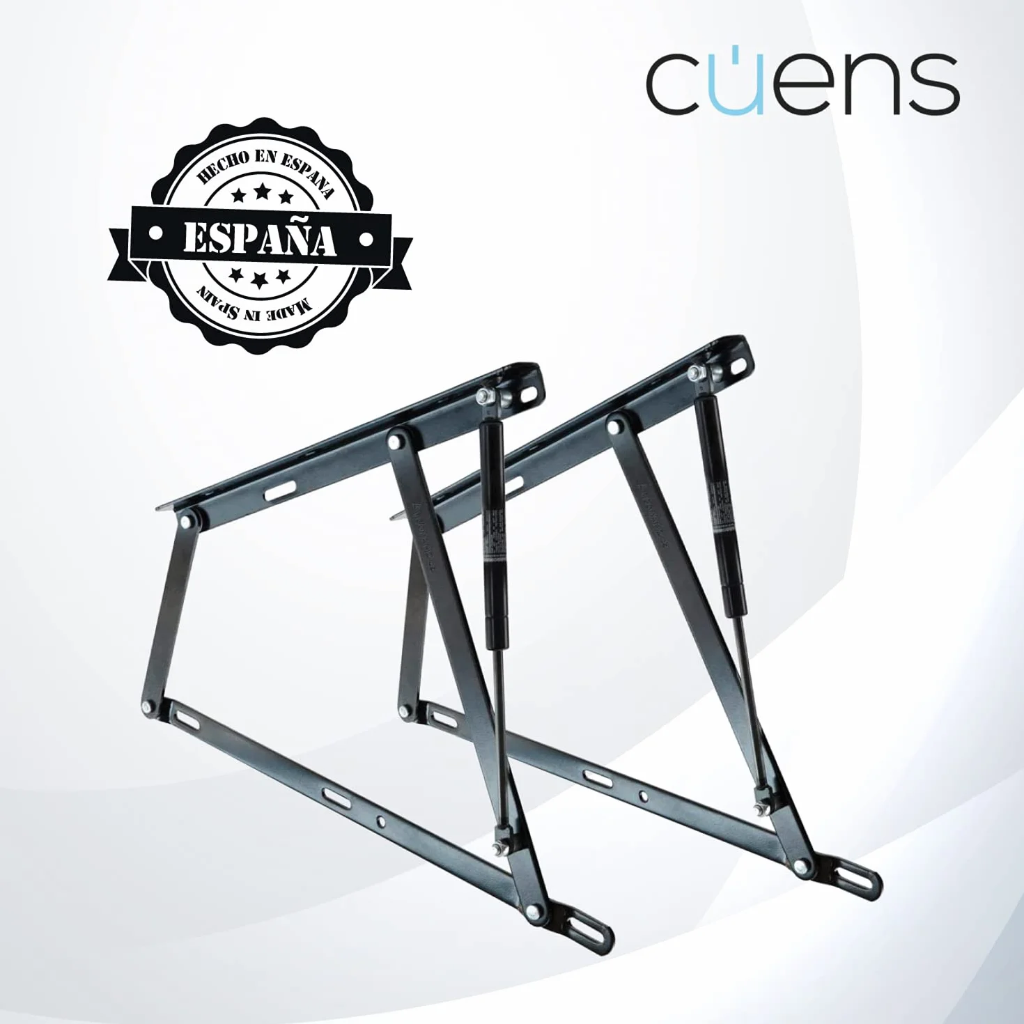 Juego de 2 bisagras para canapé con resortes de 900N - Ideal para canapés de 105 cm - Sistema de arandelas de Nylon anti ruido - Cuens