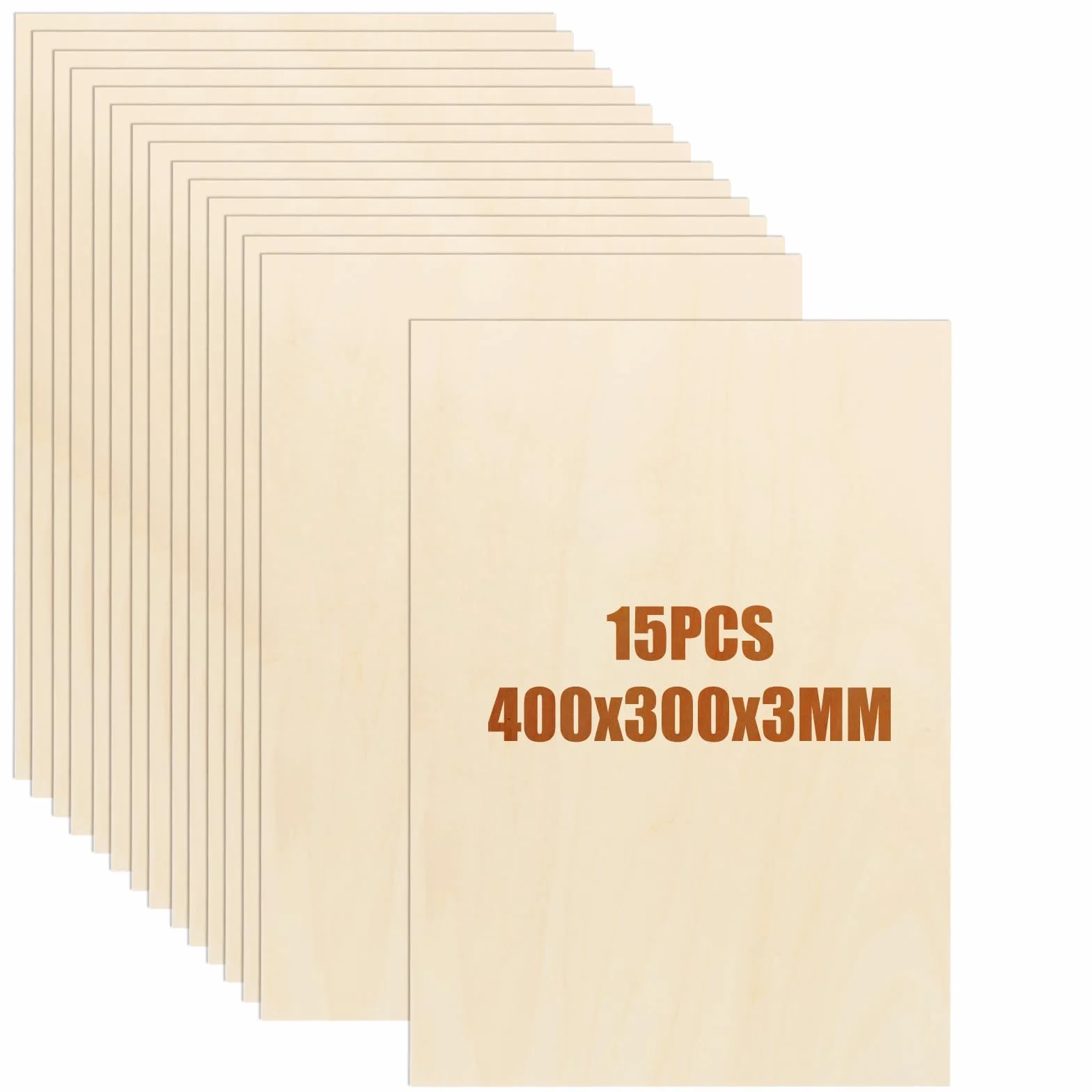 JMIATRY 15 placas de madera contrachapada de 3 mm, madera de tilo 400 x 300 x 3 mm, placas de madera para manualidades, placa de madera para bricolaje, modelo, pintura, grabado