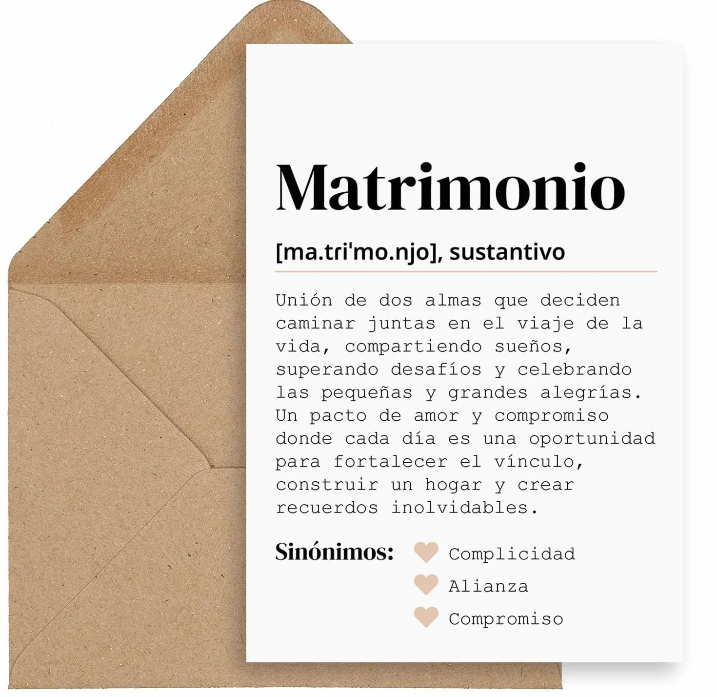 CONTRAXT Tarjeta felicitacion boda postal regalos novios recien casados con sobre