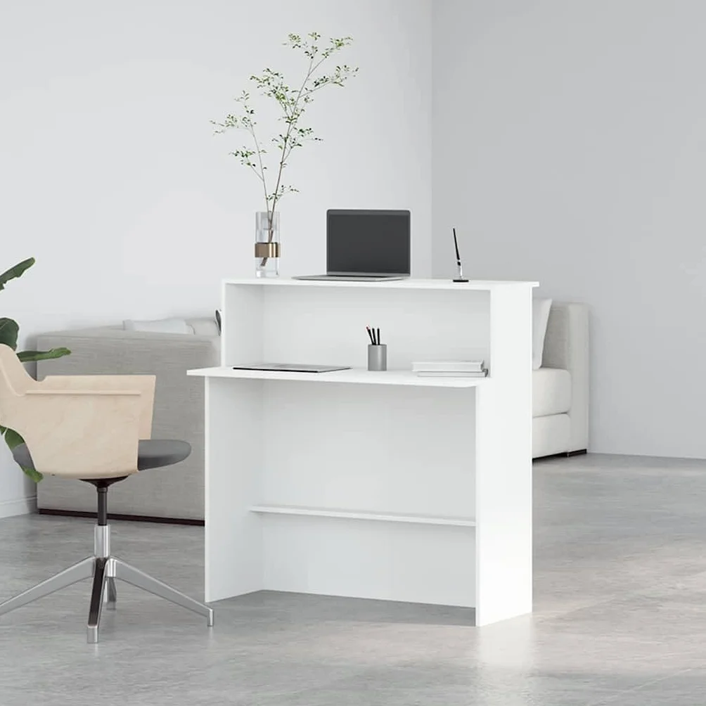 vidaXL Mostrador de recepción Blanco 100x50x103,5 cm Madera de ingeniería