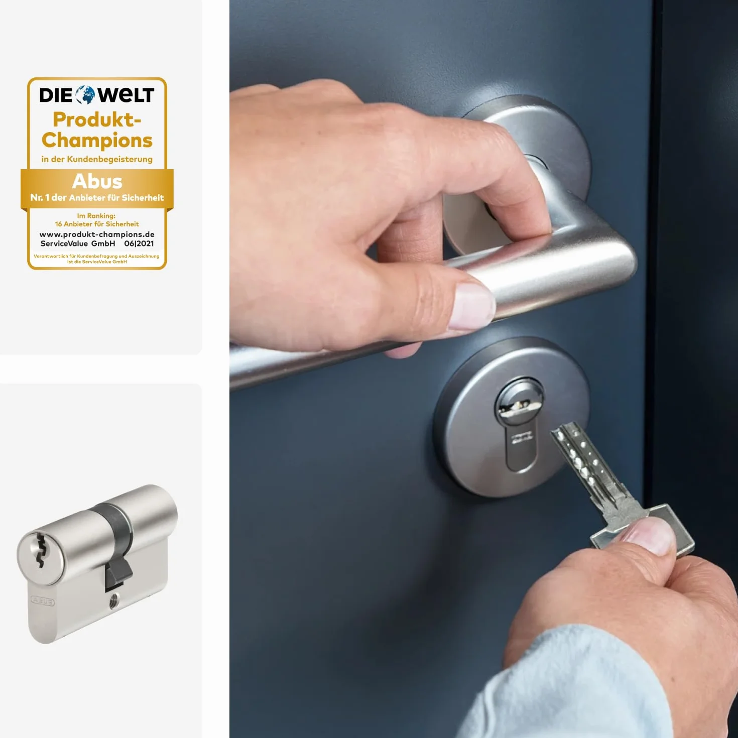 ABUS Cilindro de perfil E30NP 40/40 - cerradura para puertas con función de emergencia y seguridad, incluye 5 llaves - nivel de seguridad ABUS 6