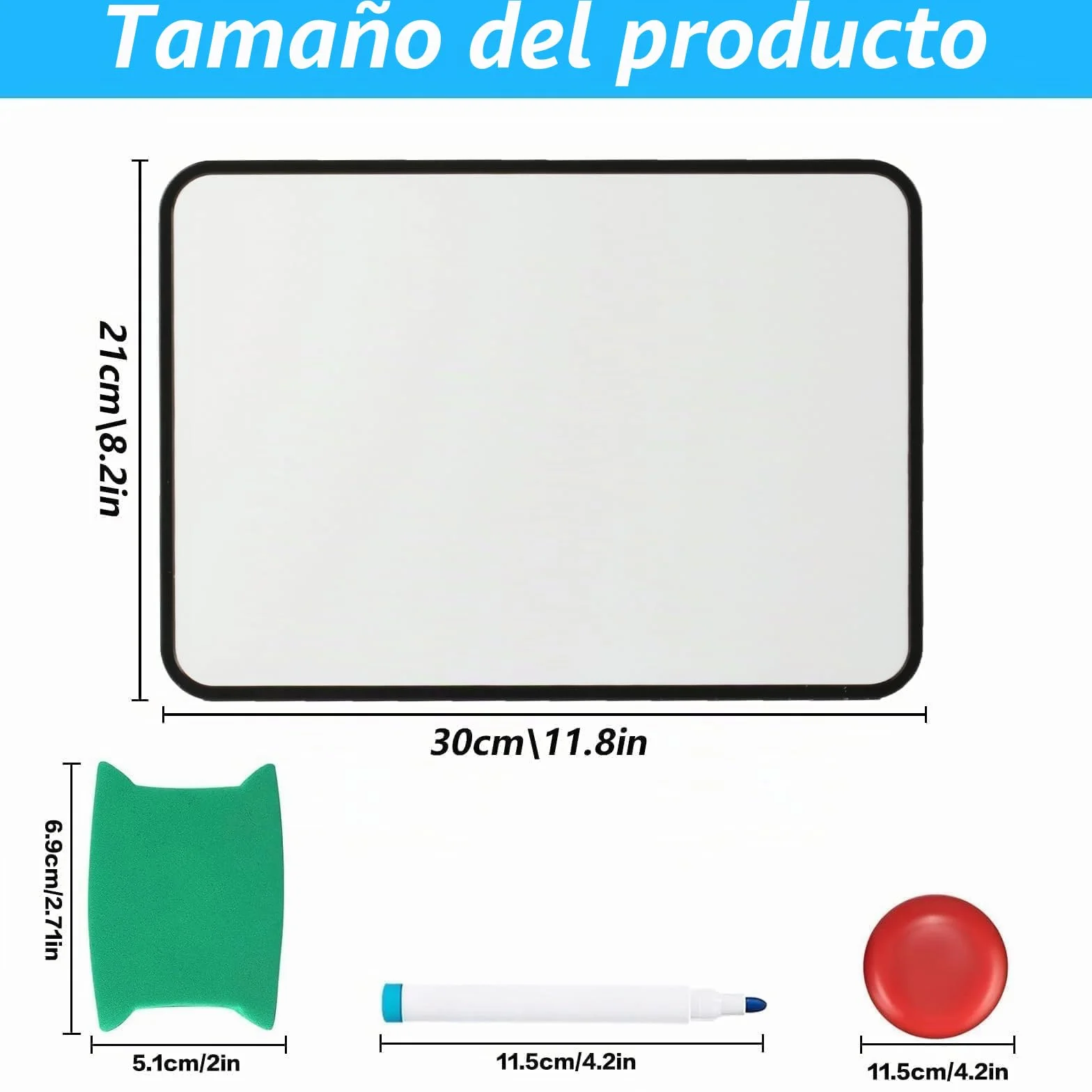 Pizarras Blancas de Borrado en Seco Doble Cara A4 30x21 cm con Rotuladores Borrador Imanes