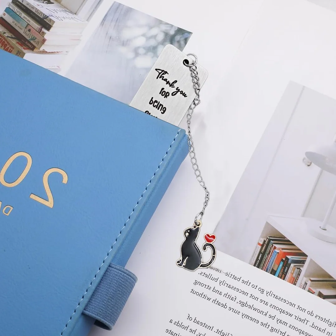 Marcapáginas de Metal con Cadena Anejo de Gato para Amantes de los Libros Regalos de Lectura