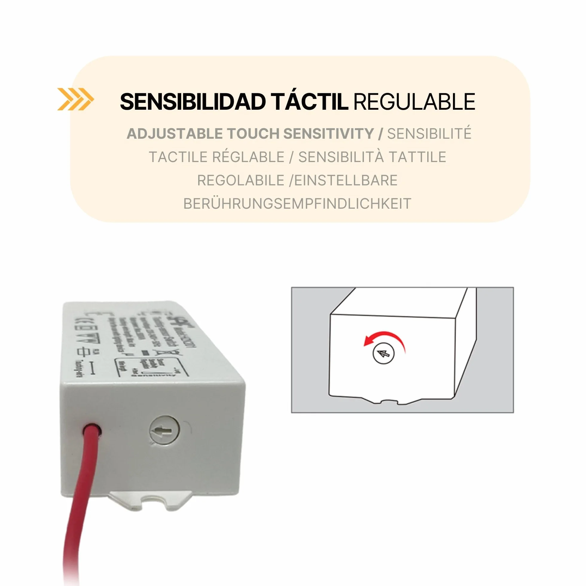 Relé electrónico sensorial 500W modelo HZK201 con sensor tactil ajustable