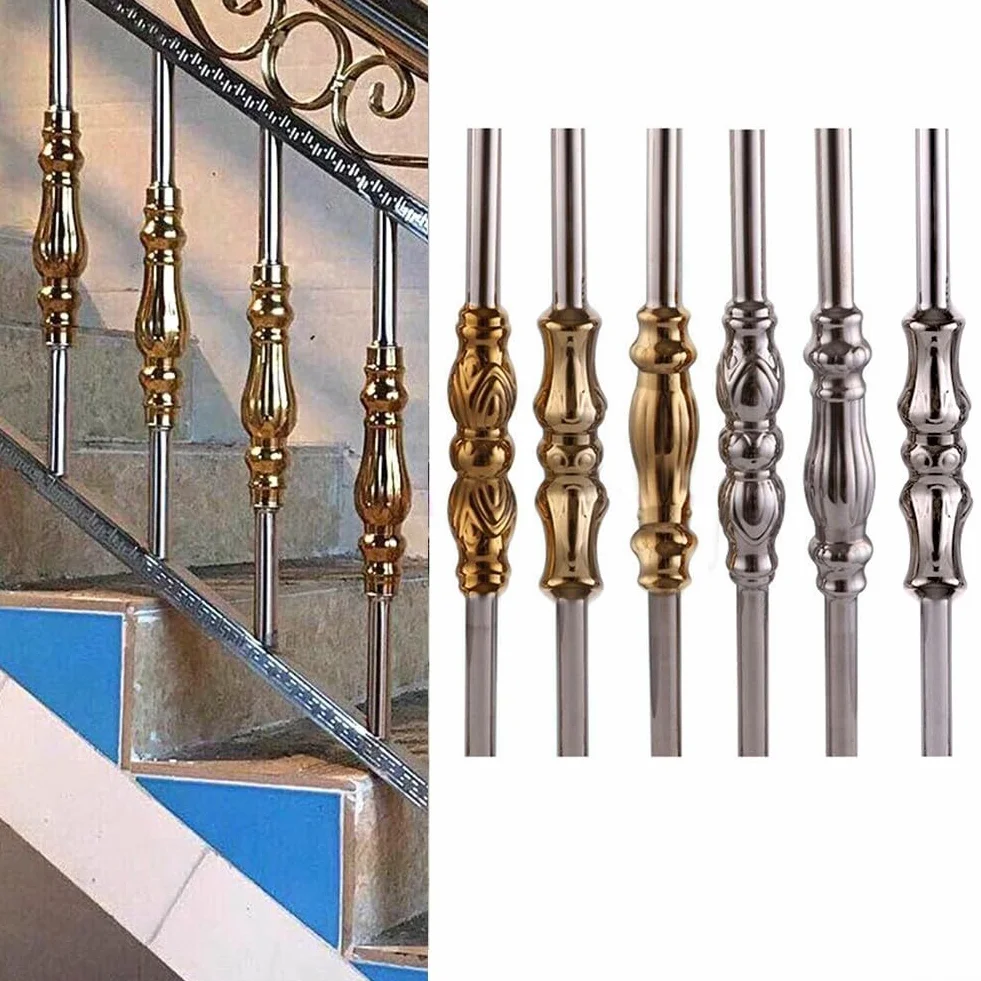 Piezas de balaustre de balcón de escalera de estilo europeo, barra de acero inoxidable 304, columnas de acero inoxidable, para escaleras y balcones con diseño clásico (barra de loto