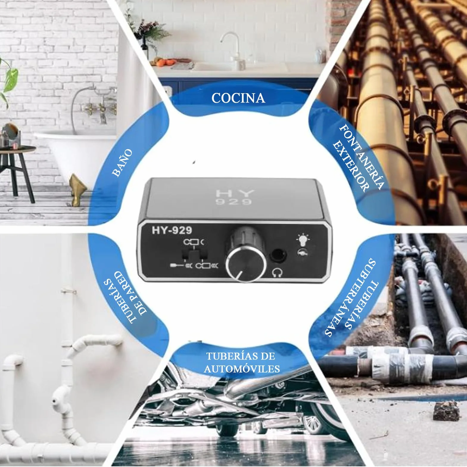 Detector de Fugas de Agua Amplificador de Sonido 2000x para Tuberías