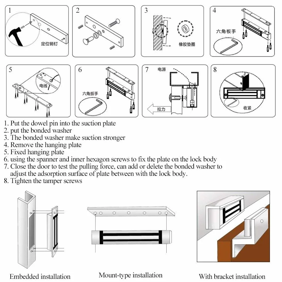 YAVIS Cerradura magnética electrónica 280KG/600LBS Impermeable DC12V Cerradura electromagnética Fuerza Retención para Control Acceso Puerta Sistema Seguridad Fail-Safe NC Modo