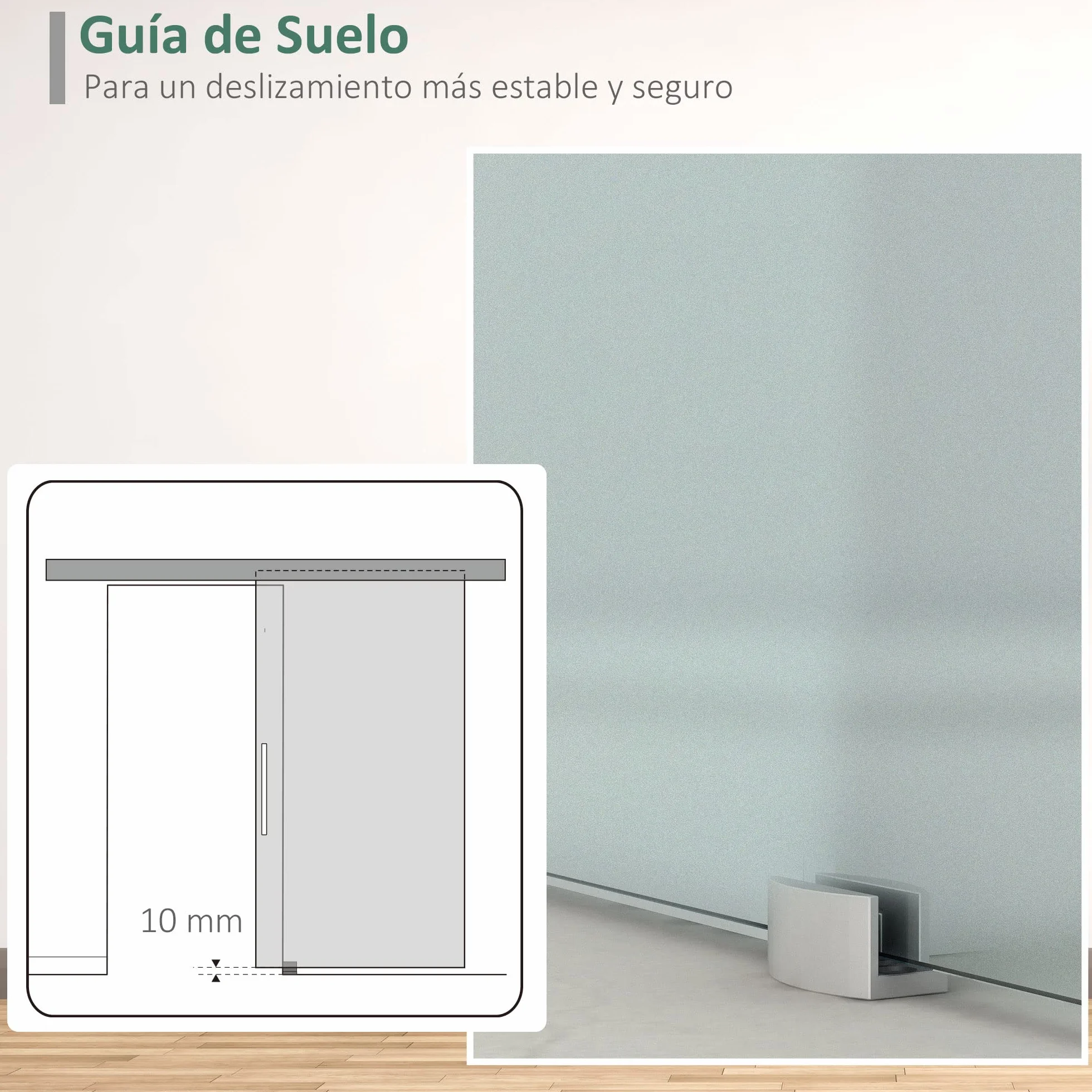 HOMCOM Puerta Corredera 102,5x205 cm Puerta Corrediza de Cristal con Riel Silenciosa para Sala de Estar Comedor Translúcido