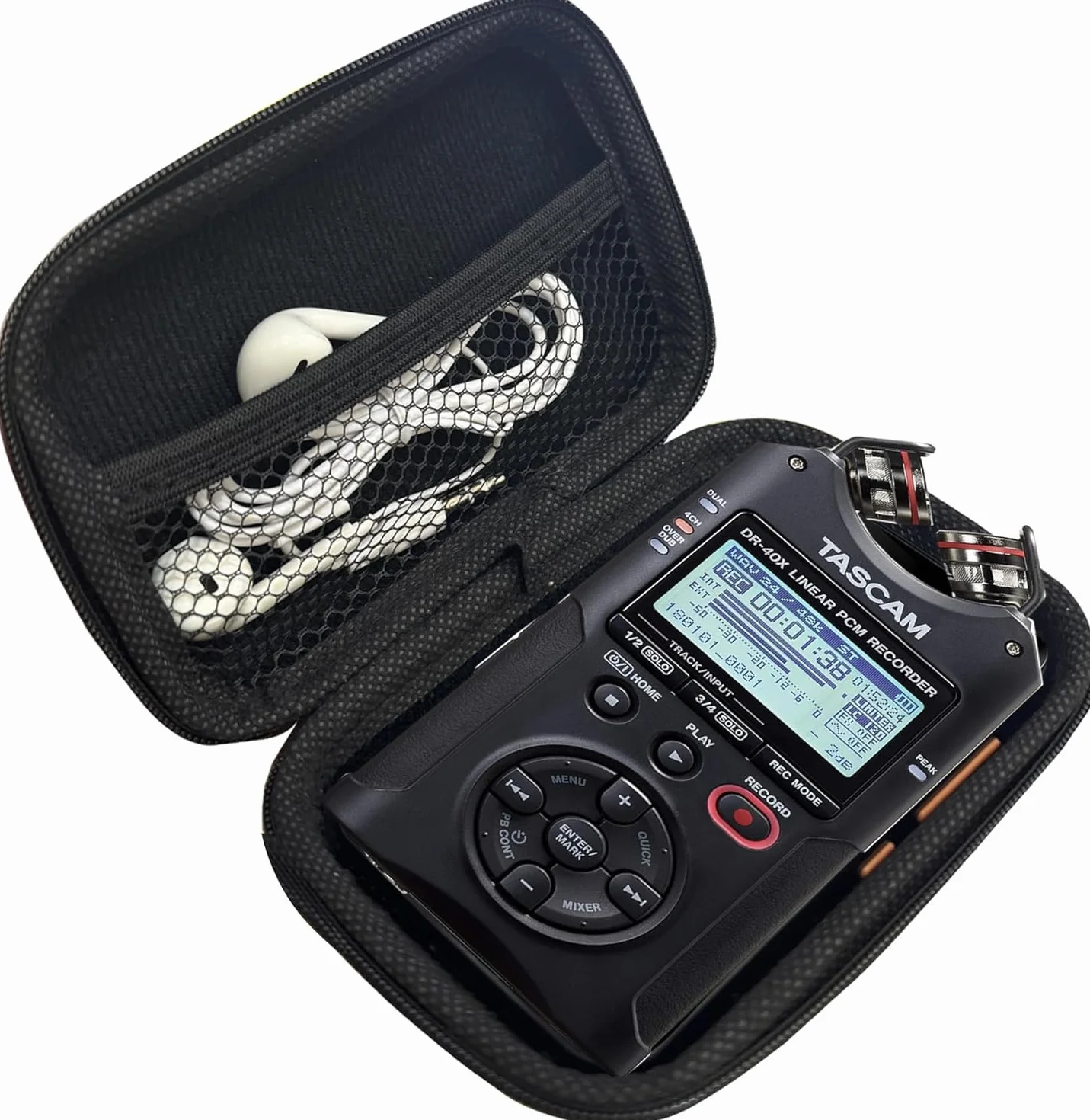 Funda Protectora para Tascam DR-40X Grabadora de Audio Portátil, Carcasa Anti-Impactos EVA Ligera, Protección Total, Negro