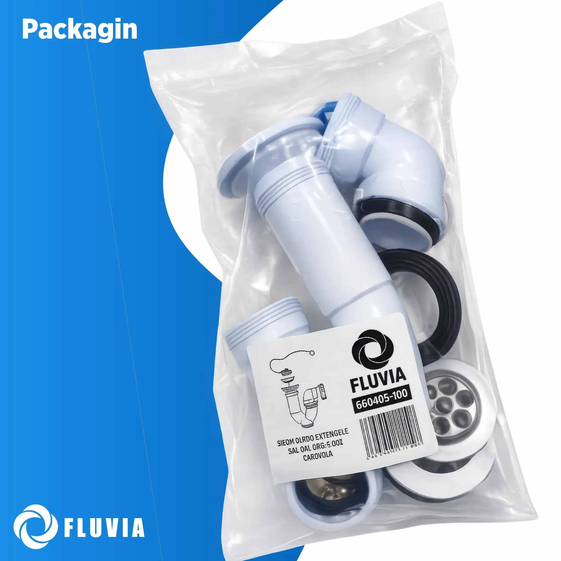 Sifón Curvo Extensible 1 1/2" Ø40 mm con Reducción Ø32 mm para Fregadero y Lavabo Antiolor Antifugas Fluvia