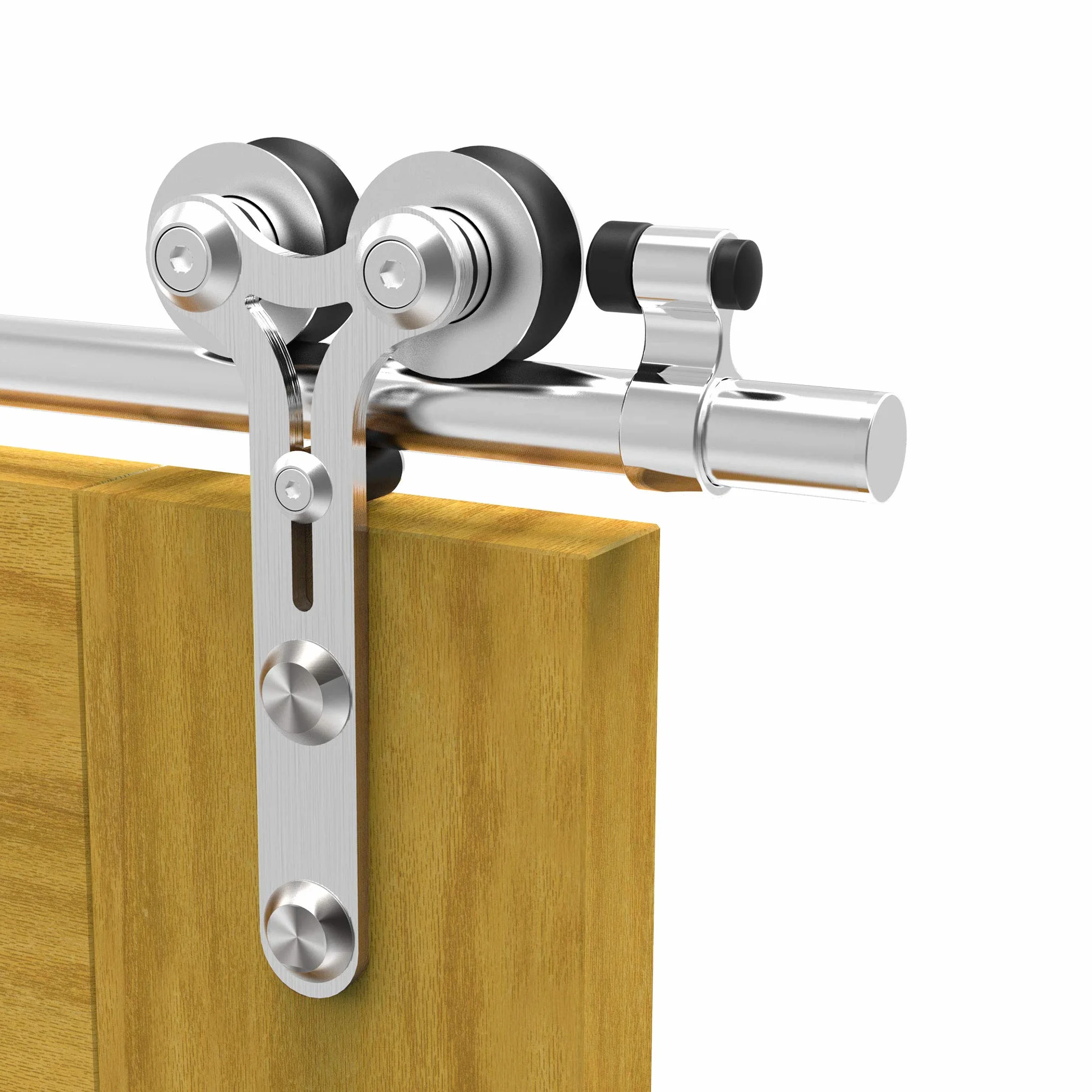 TSMST 5.5FT/167cm Herraje para Puerta Corredera Kit de Acero Inoxidable Accesorios para Puertas Correderas, Riel Juego para Puerta de Madera Soltera-Estilo Y