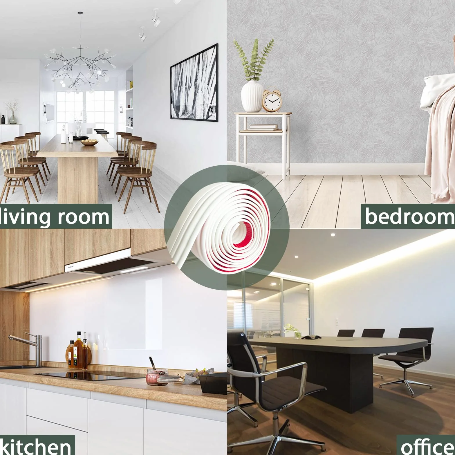 Borde de zócalo endurecido mejorado | Base de pared de vinilo de diseño autoadhesivo despegar y pegar | Tiras de calafateo y moldura para piso, guardasilla y más, 5 m x 98 mm