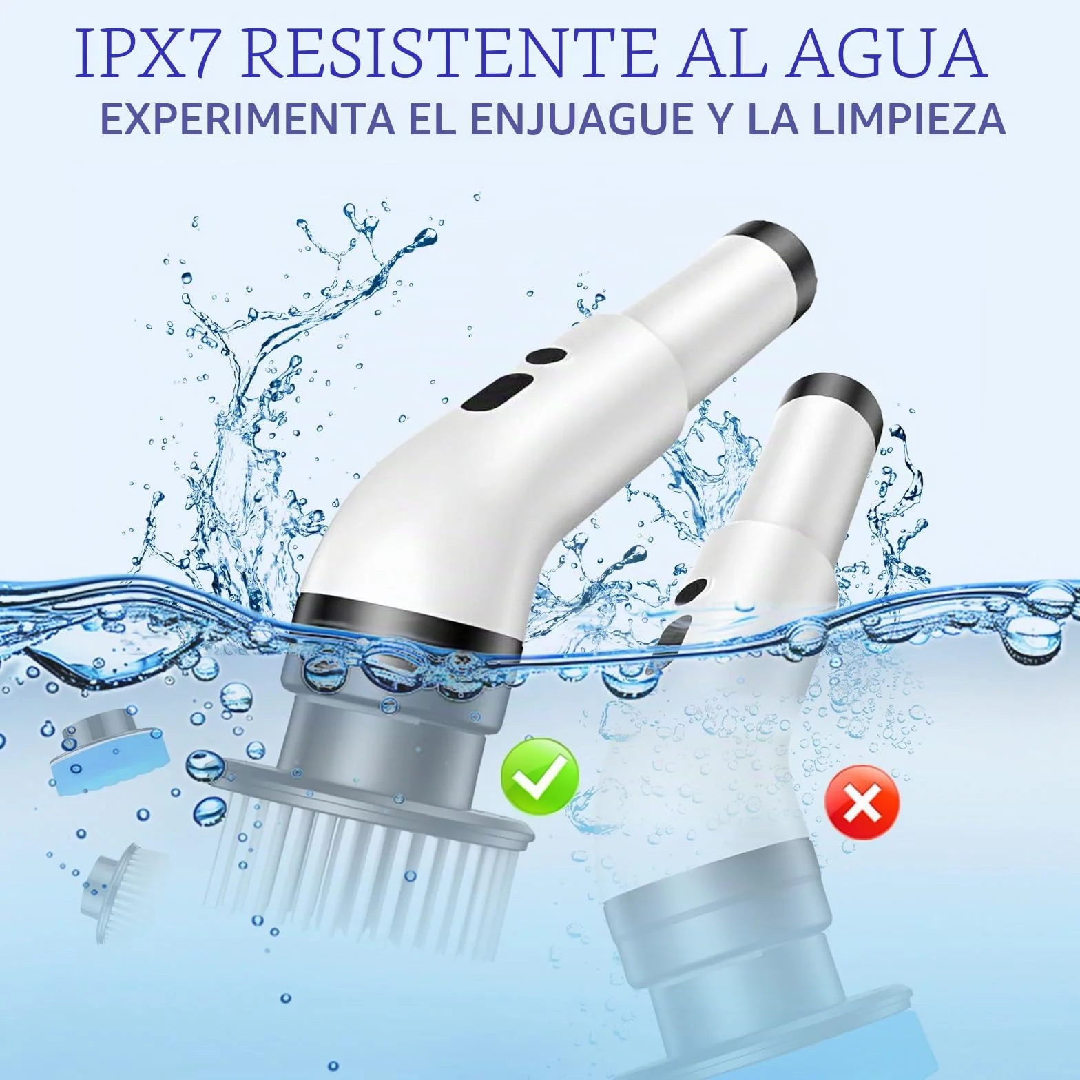 Journeyside Cepillo De Limpieza Electrico,Limpiador Giratorio Eléctrico con 9 Cabezales De Cepillo De Repuesto, IPX7 Fregadora Giratoria Hogar,Electrico Baño Brush con 3 Velocidades para Baños,Cocinas